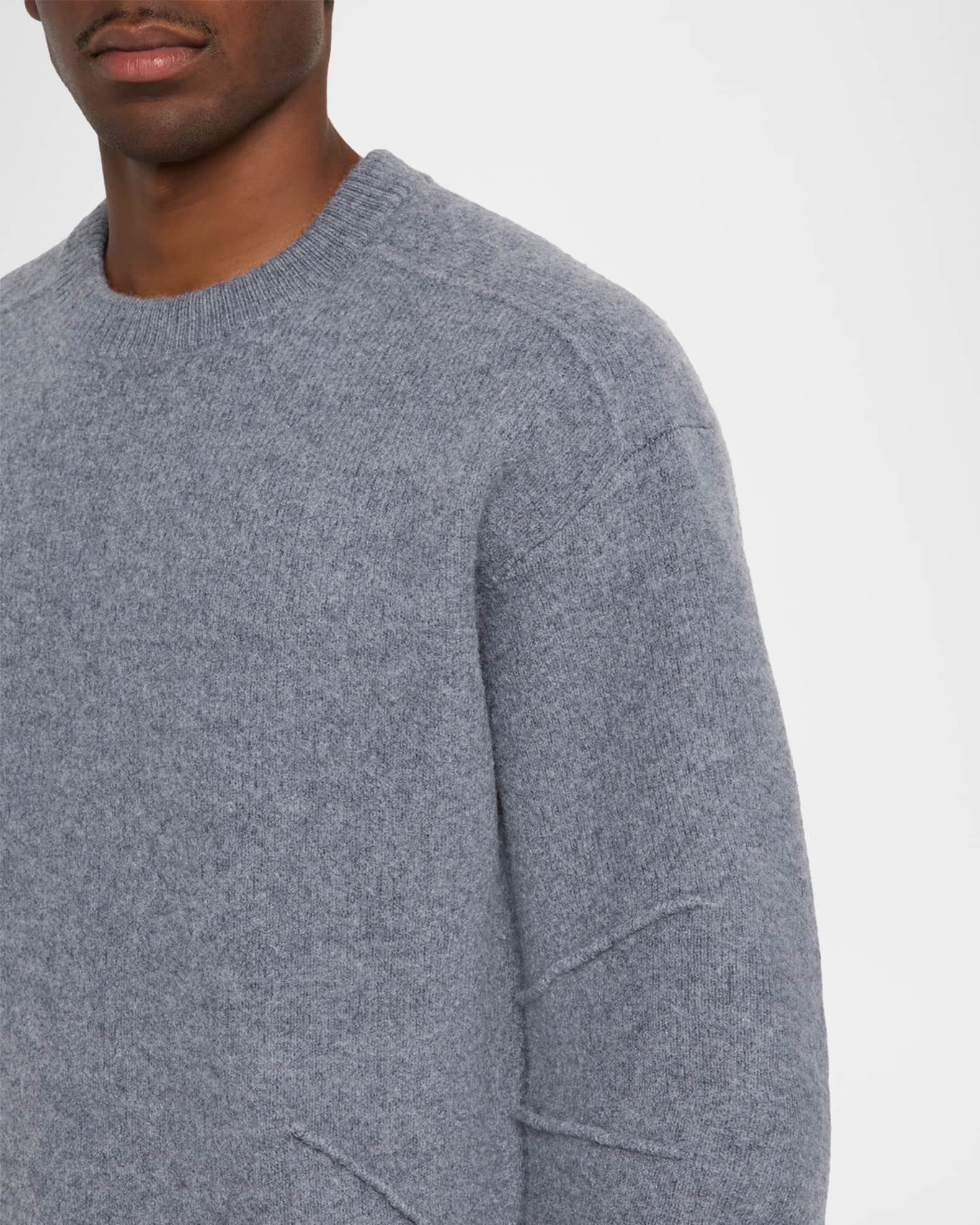 Helmut Lang Men's Pintuck Seam Boiled Wool Crewneck Sweater