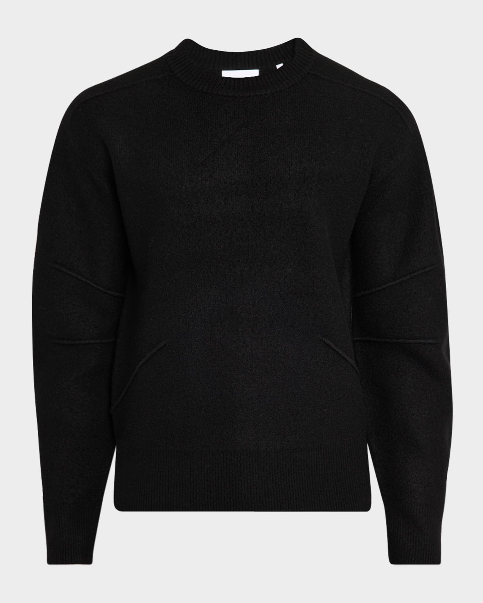 Helmut Lang Men's Pintuck Seam Boiled Wool Crewneck Sweater