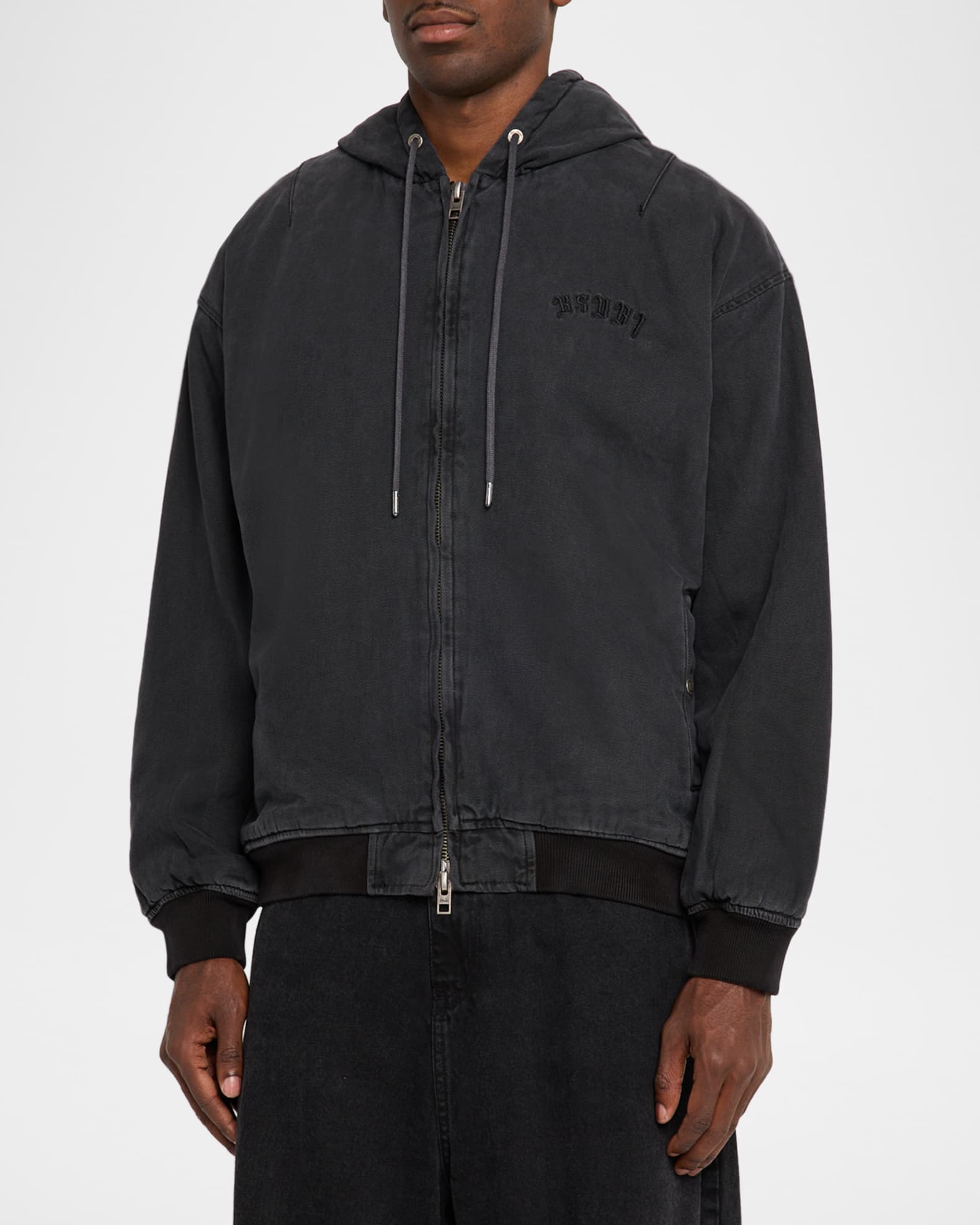 Ksubi Men's Studded Logo Hooded Bomber Jacket | Neiman Marcus
