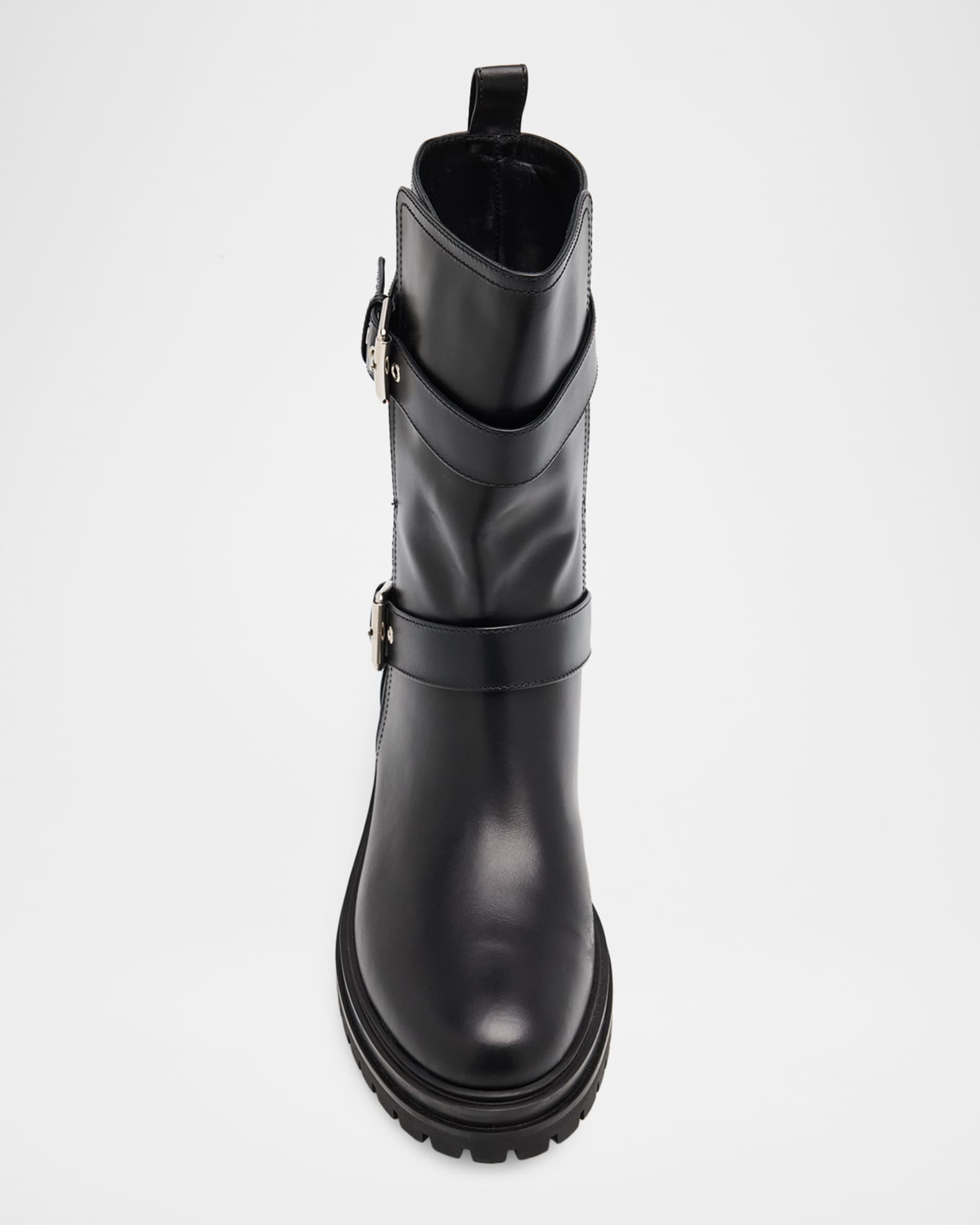 Gianvito Rossi Thiago Leather Mid-Calf Biker Boots | Neiman Marcus