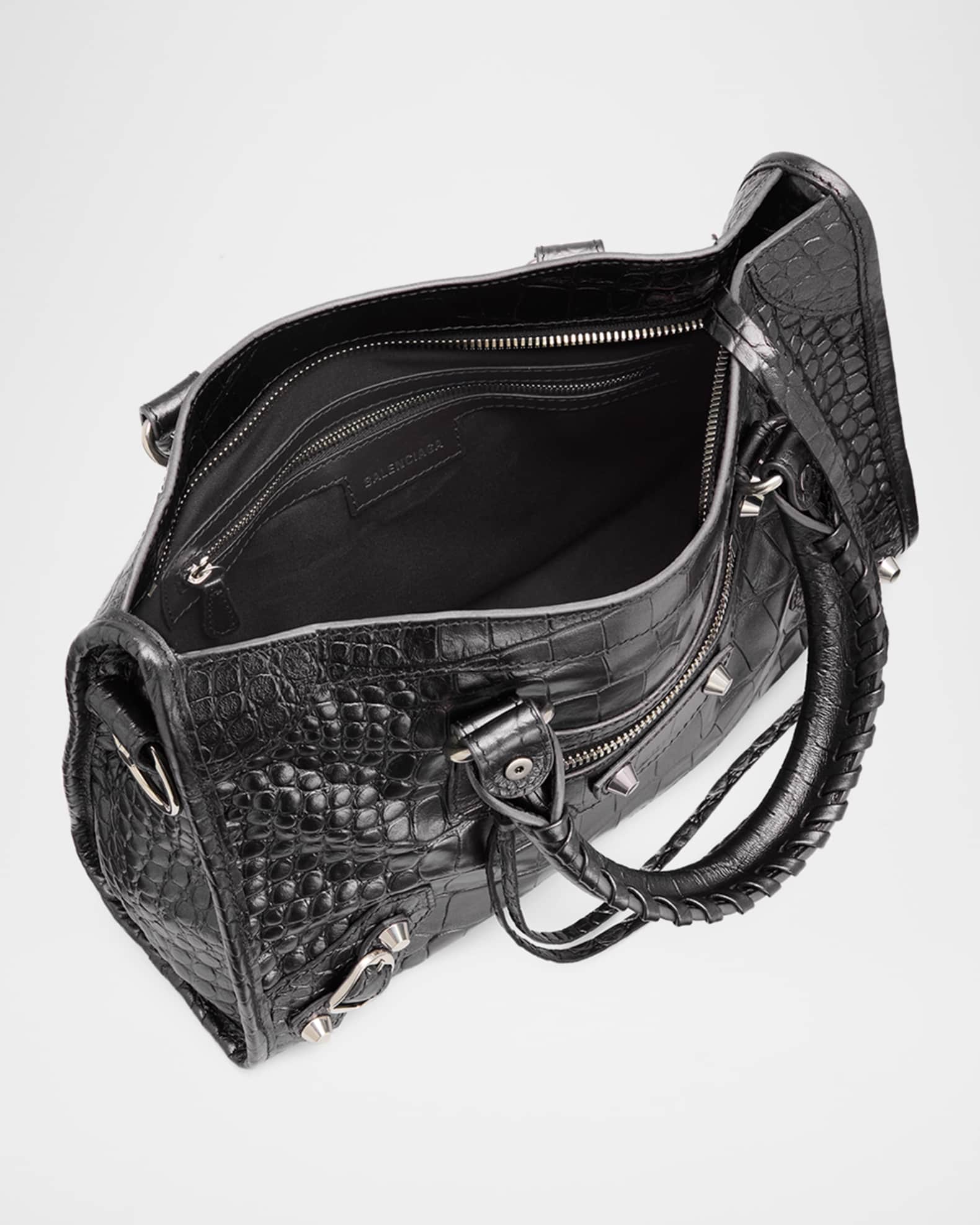 Balenciaga Le City Small Croc-Embossed Leather Top-Handle Bag
