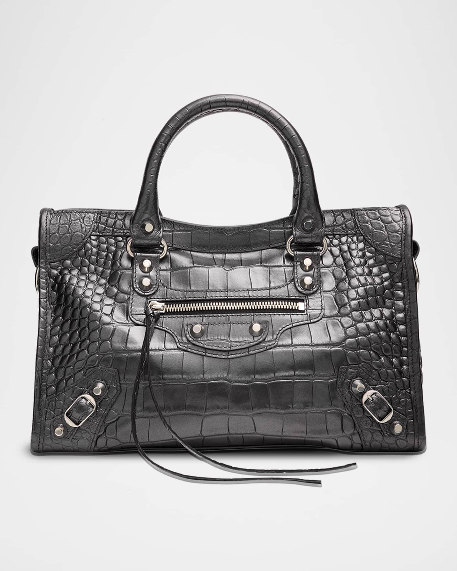 【 lily5co】 BALENCIAGA Le City small Balenciaga Le City Small Croc-Embossed Leather Top-Handle Bag