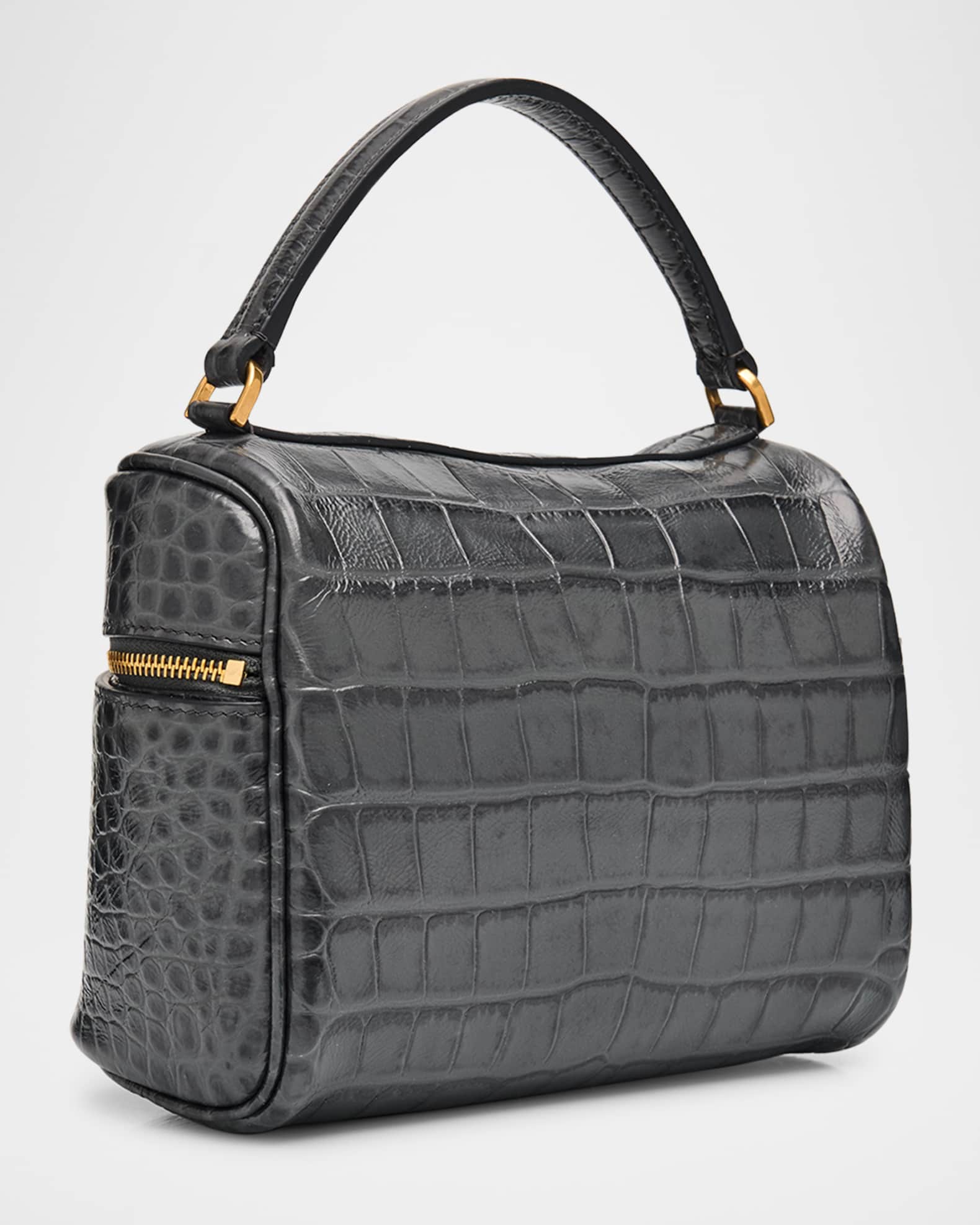 Balenciaga Rodeo Croc-Embossed Leather Vanity Top-Handle Bag