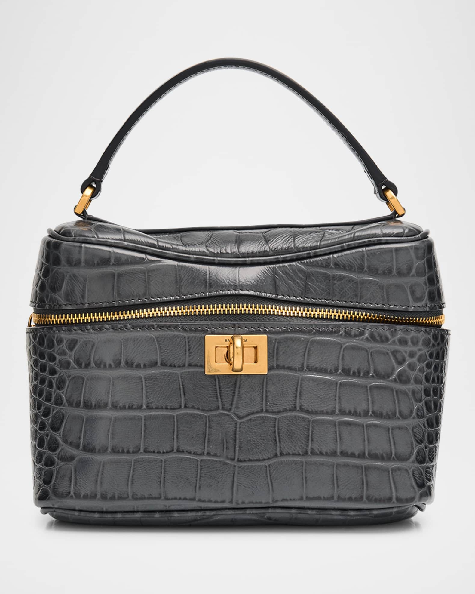 Balenciaga Rodeo Croc-Embossed Leather Vanity Top-Handle Bag