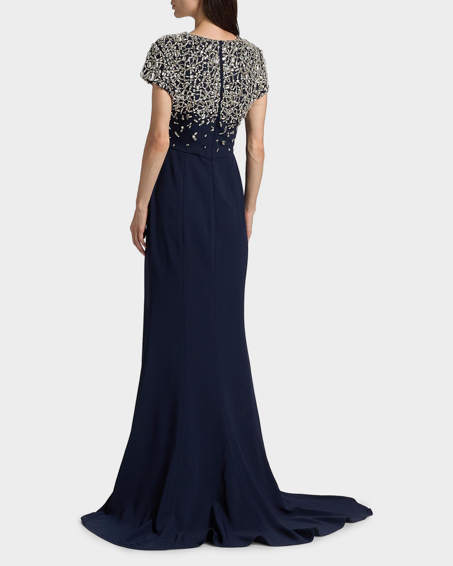 Oscar de la Renta Mosaic Crystal Embroidered Cady Gown | Neiman Marcus
