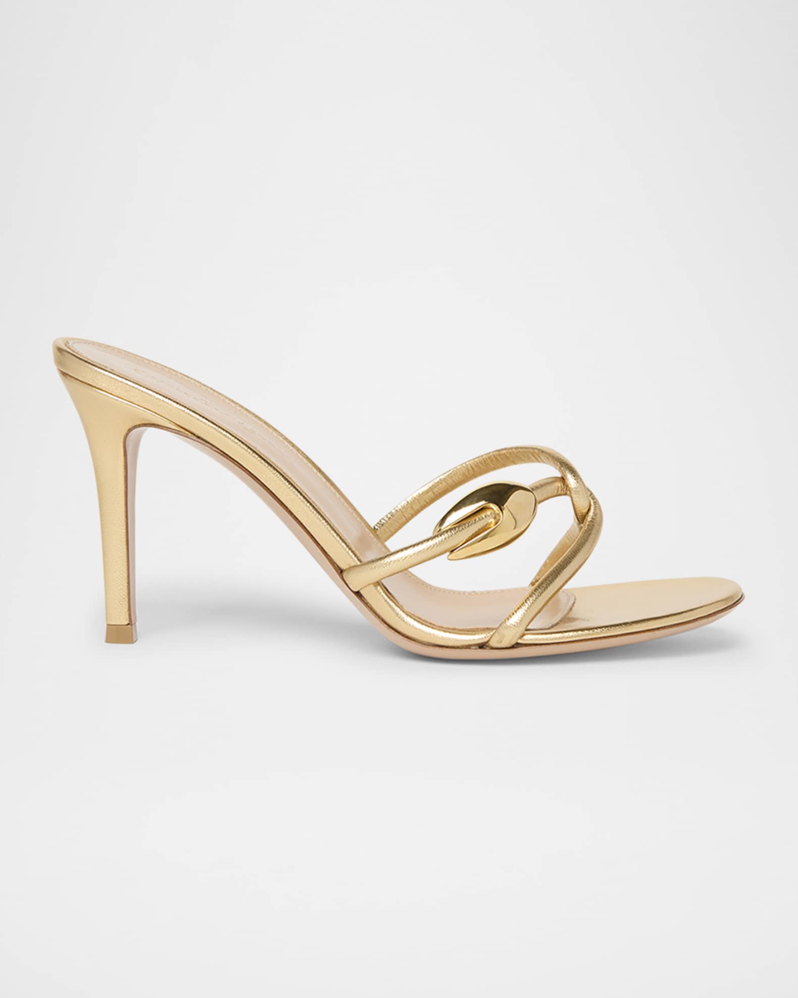 Gianvito Rossi Metallic Serpent Twist Ankle-Strap Sandals | Neiman