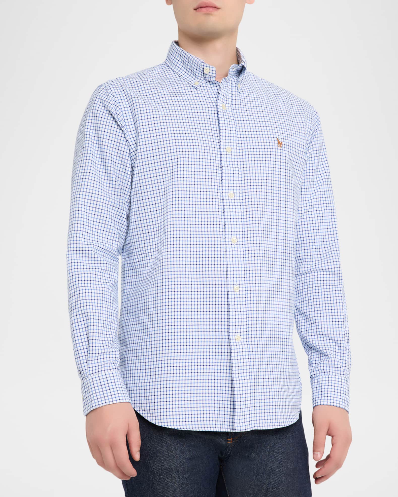 Louren】standcollar check all in one Classic Fit Checked Shirt