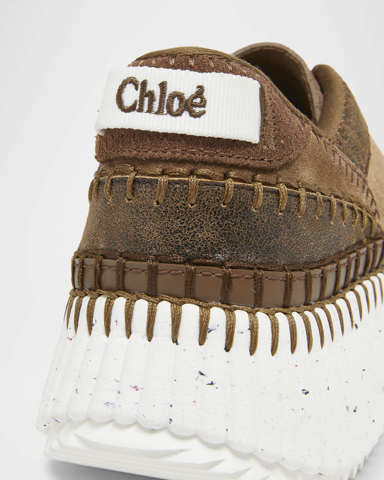 Chloé ベージュ ブラウン スニーカー 36 Chloe Nama Mixed Leather Low-Top Platform Sneakers | Neiman Marcus