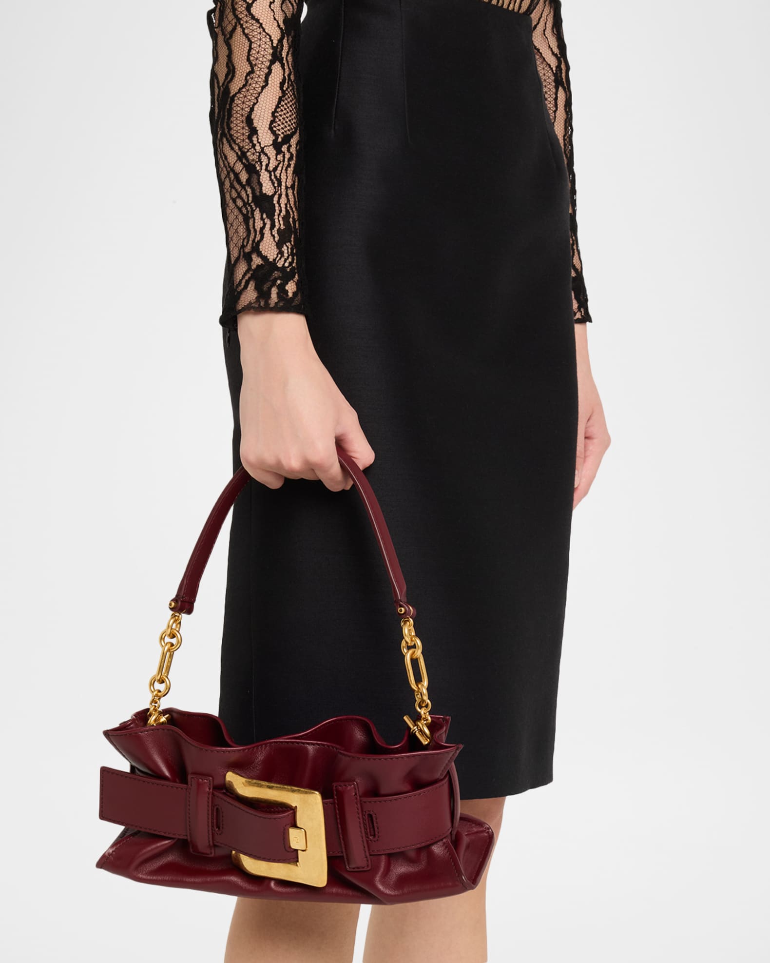 Balmain Anthem Mini Belted Leather Shoulder Bag | Neiman Marcus