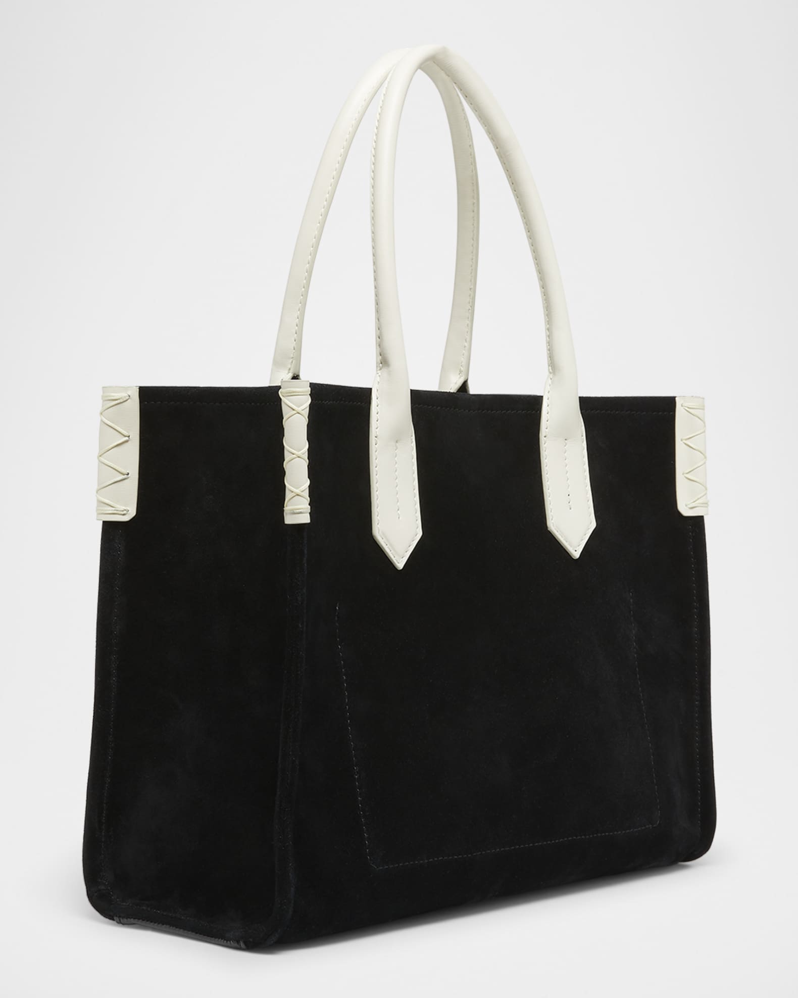 Balmain B-Army Leather-Trim Tote Bag in Suede | Neiman Marcus