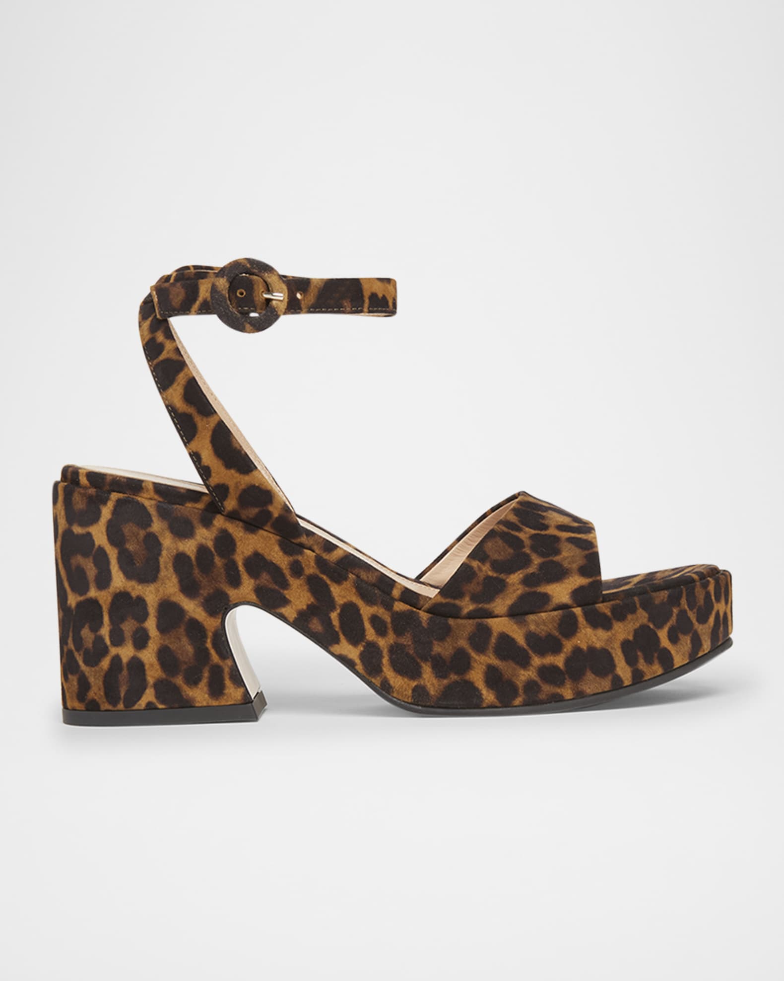 Gianvito Rossi Alma Leopard Ankle-Strap Platform Sandals | Neiman