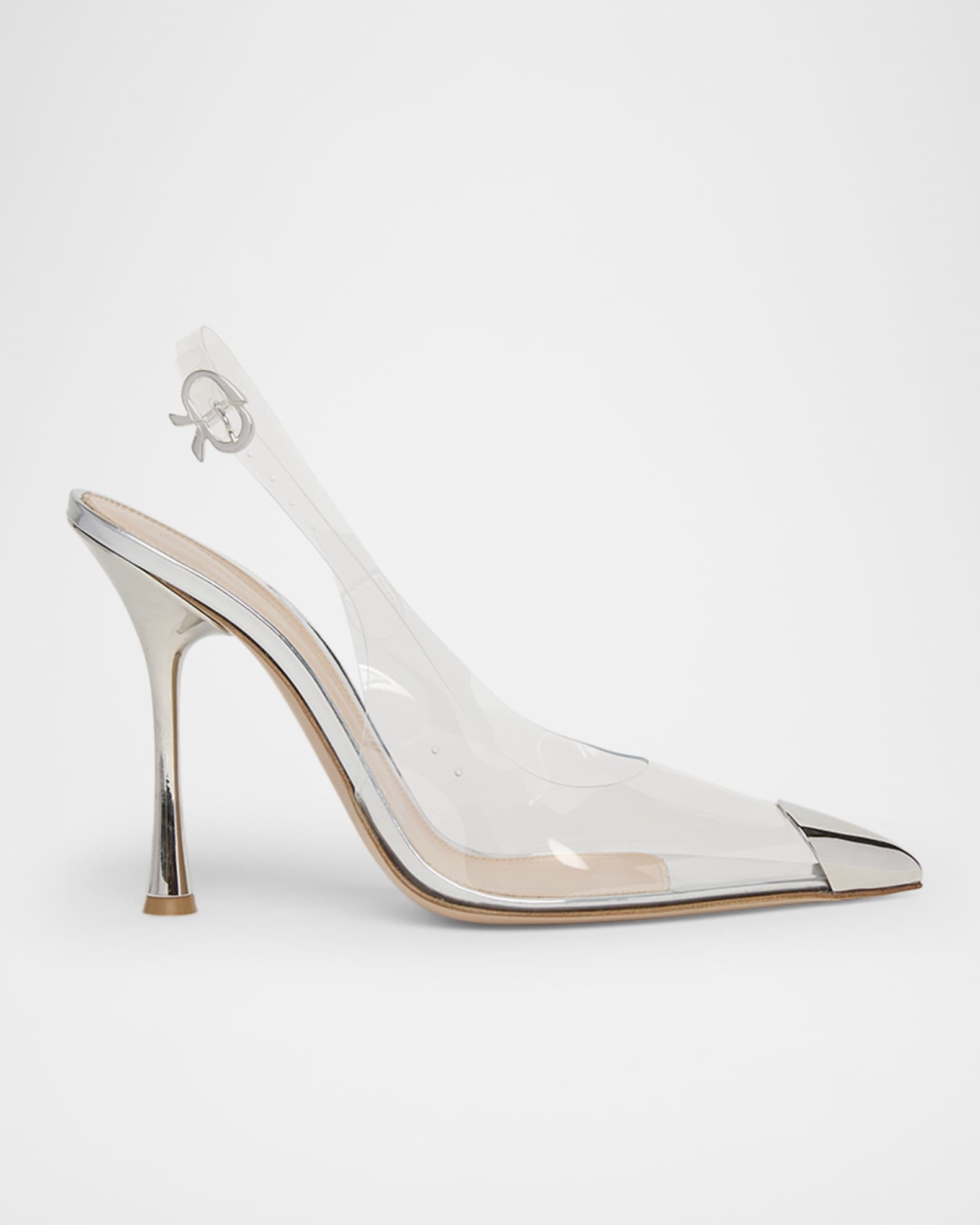 Gianvito Rossi Plexi Metal Cap-Toe Slingback Pumps | Neiman Marcus
