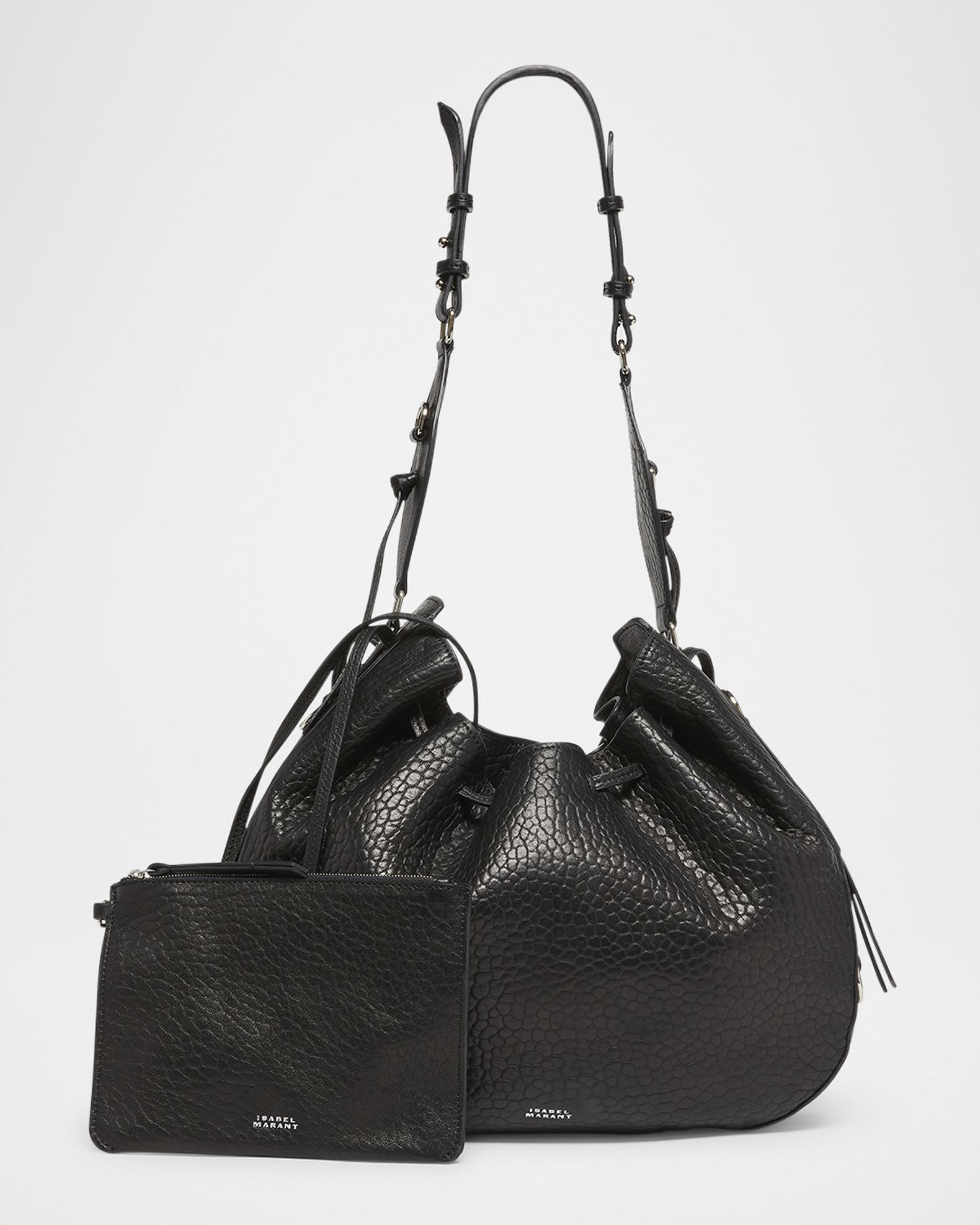 Isabel Marant Bolton Pebble Leather Drawstring Hobo Bag | Neiman 