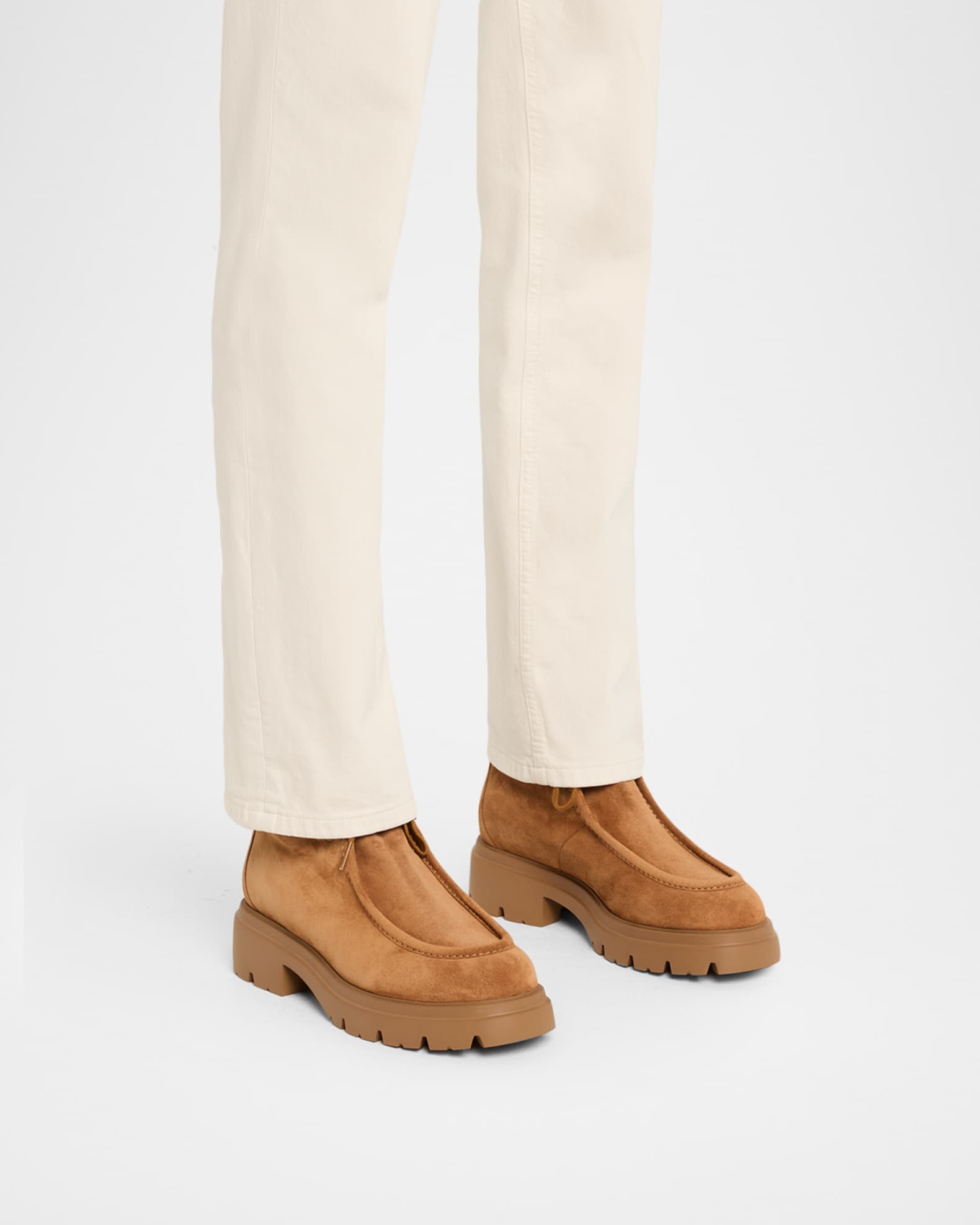 Stuart Weitzman Hudson Shearling-Lined Suede Chukka Booties