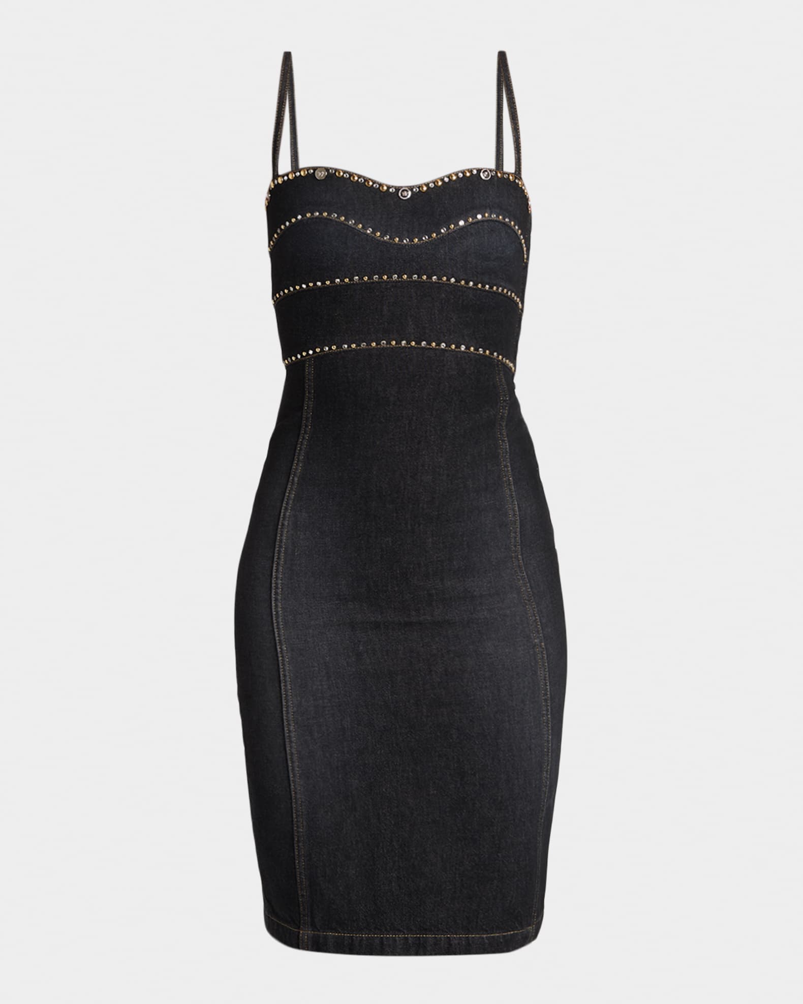denim bodycon midi dress Denim strapless stretchy midi dress Denim / Small