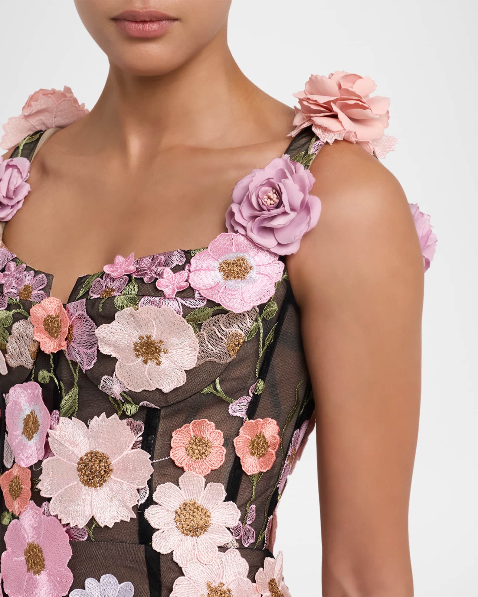 Bronx and Banco Jasmine Maraya Flower-Embellished Gown | Neiman Marcus