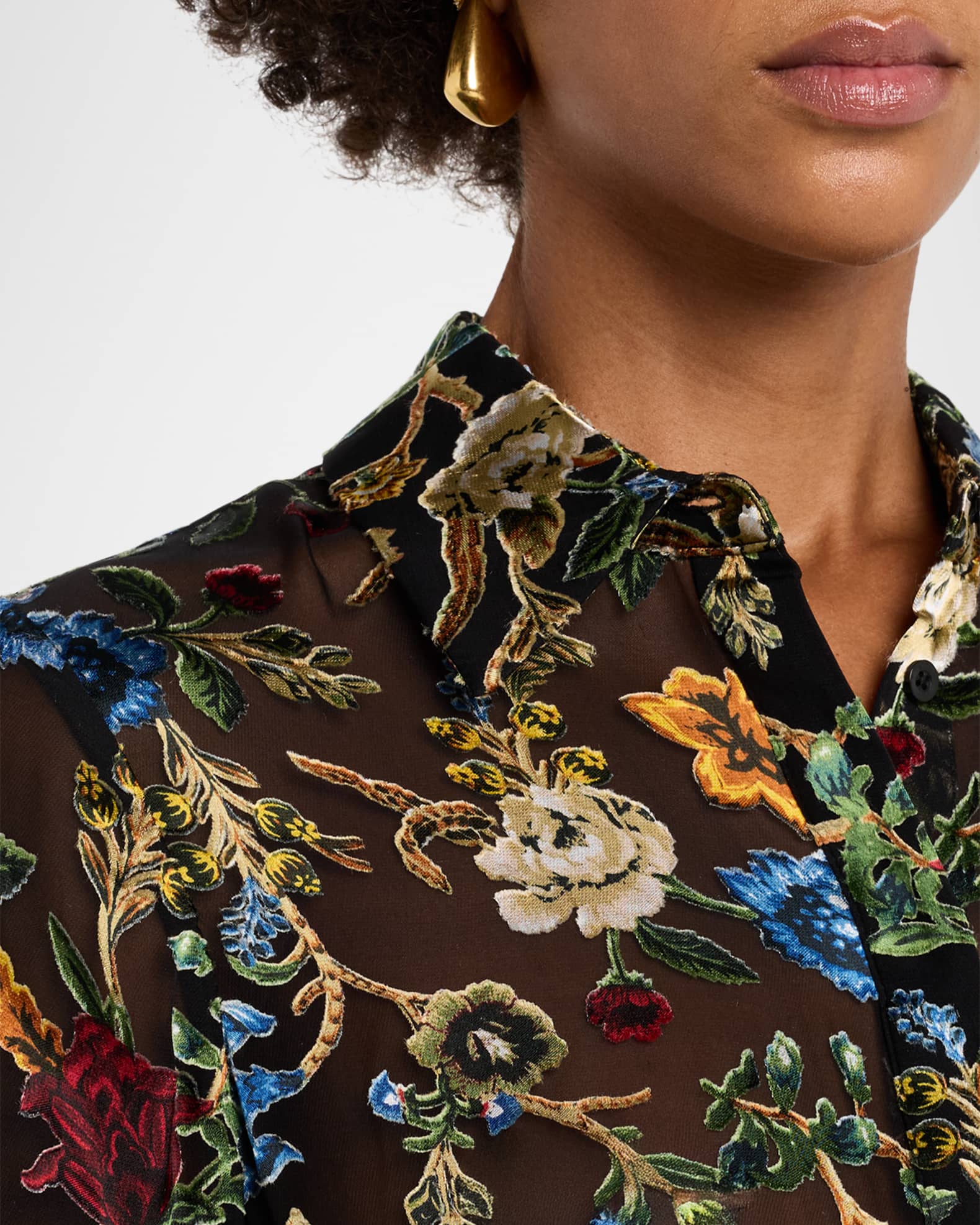 Alice + Olivia Tapestry Trails Willa Placket Top | Neiman Marcus