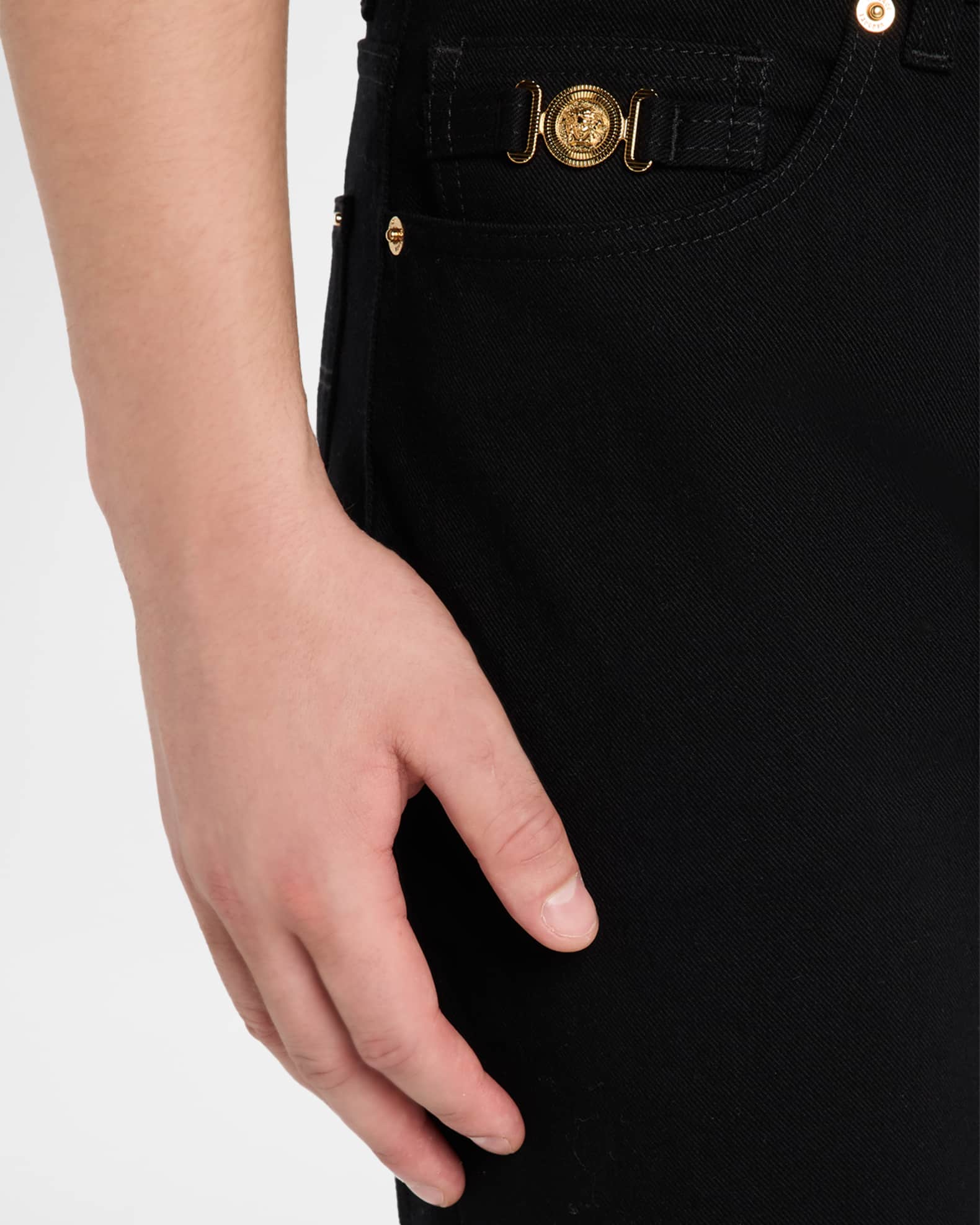 Versace Men's Slim-Fit Black Denim Jeans | Neiman Marcus