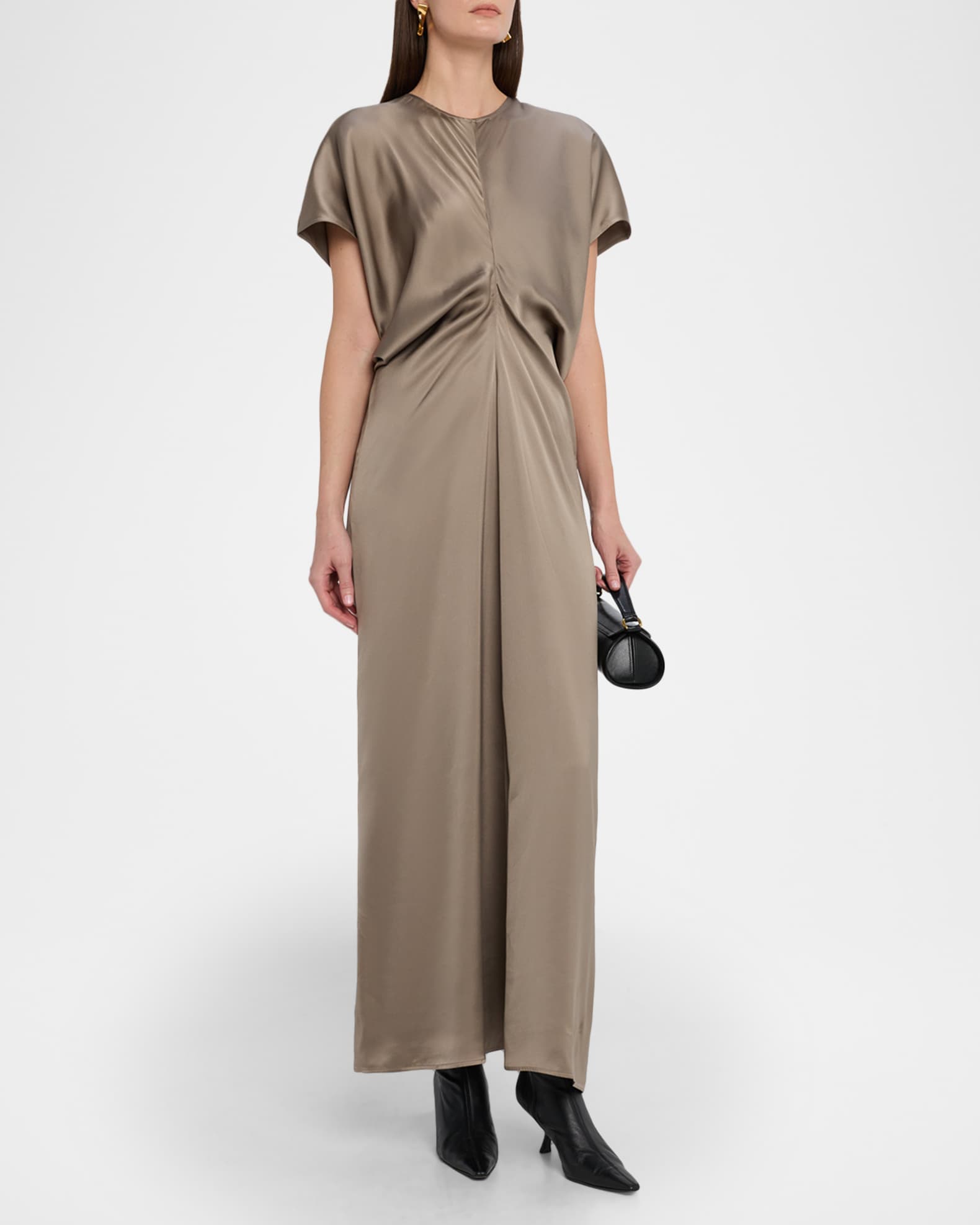toteme a line dress TOTEME - Shearling appliqu dress macadamia - 32