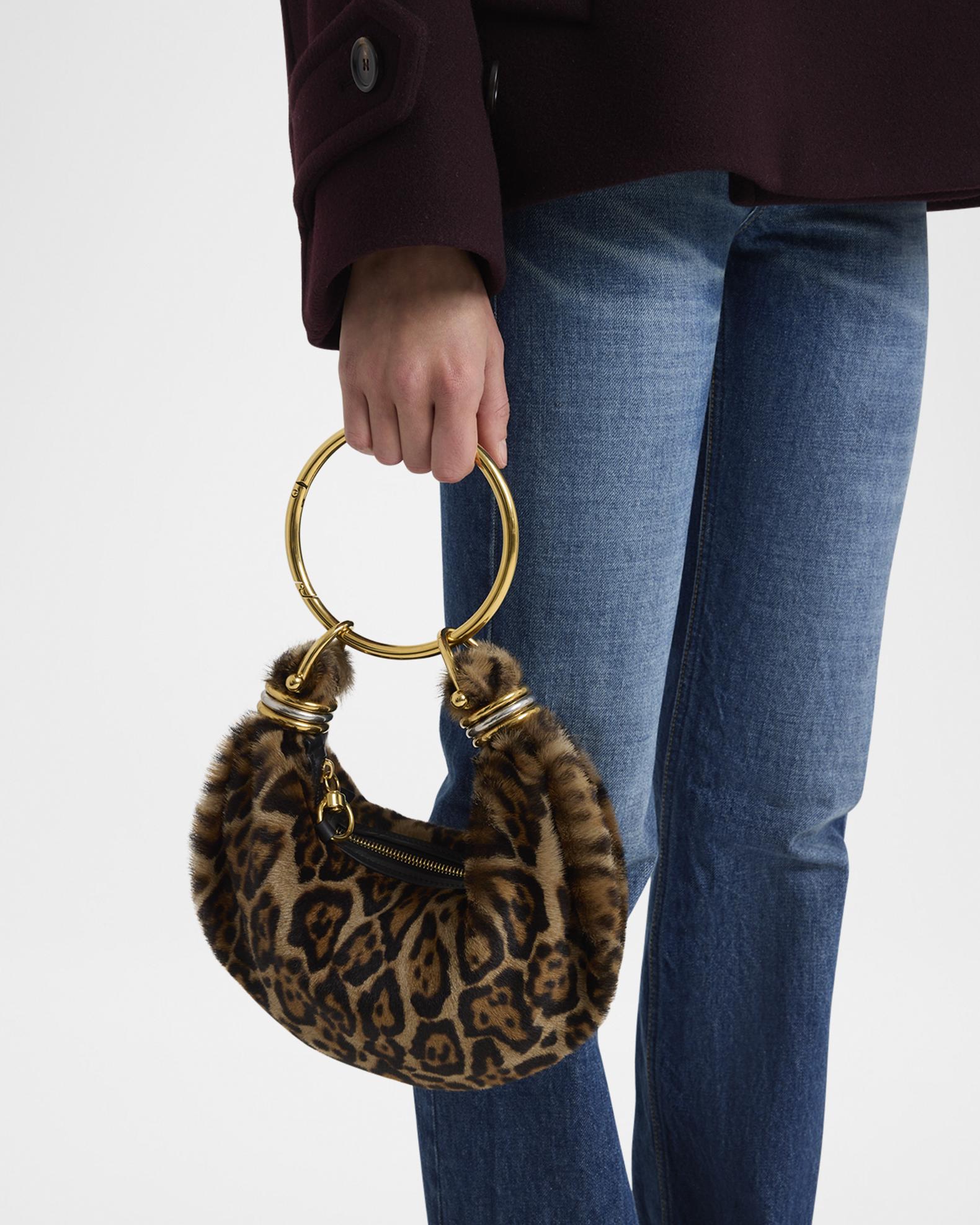 Boho Straw Crossbody Bag Set with Earrings and Leopard Bracelet for Women Chloe Bracelet Hobo Bag in Leopard-Print Shearling | Neiman  main image 2