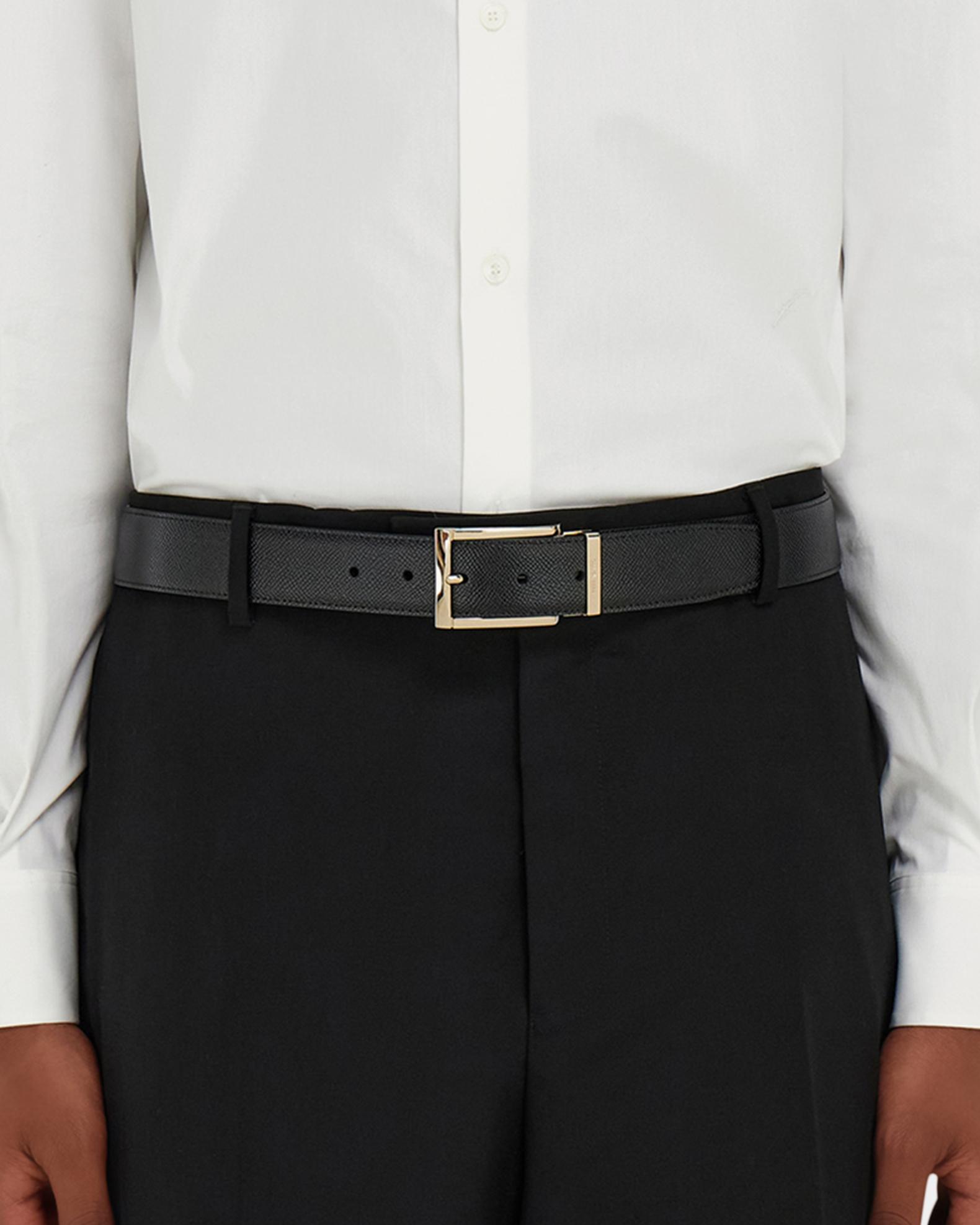FERRAGAMO Men's Reversible Hammered Leather Rectangle-Buckle Belt