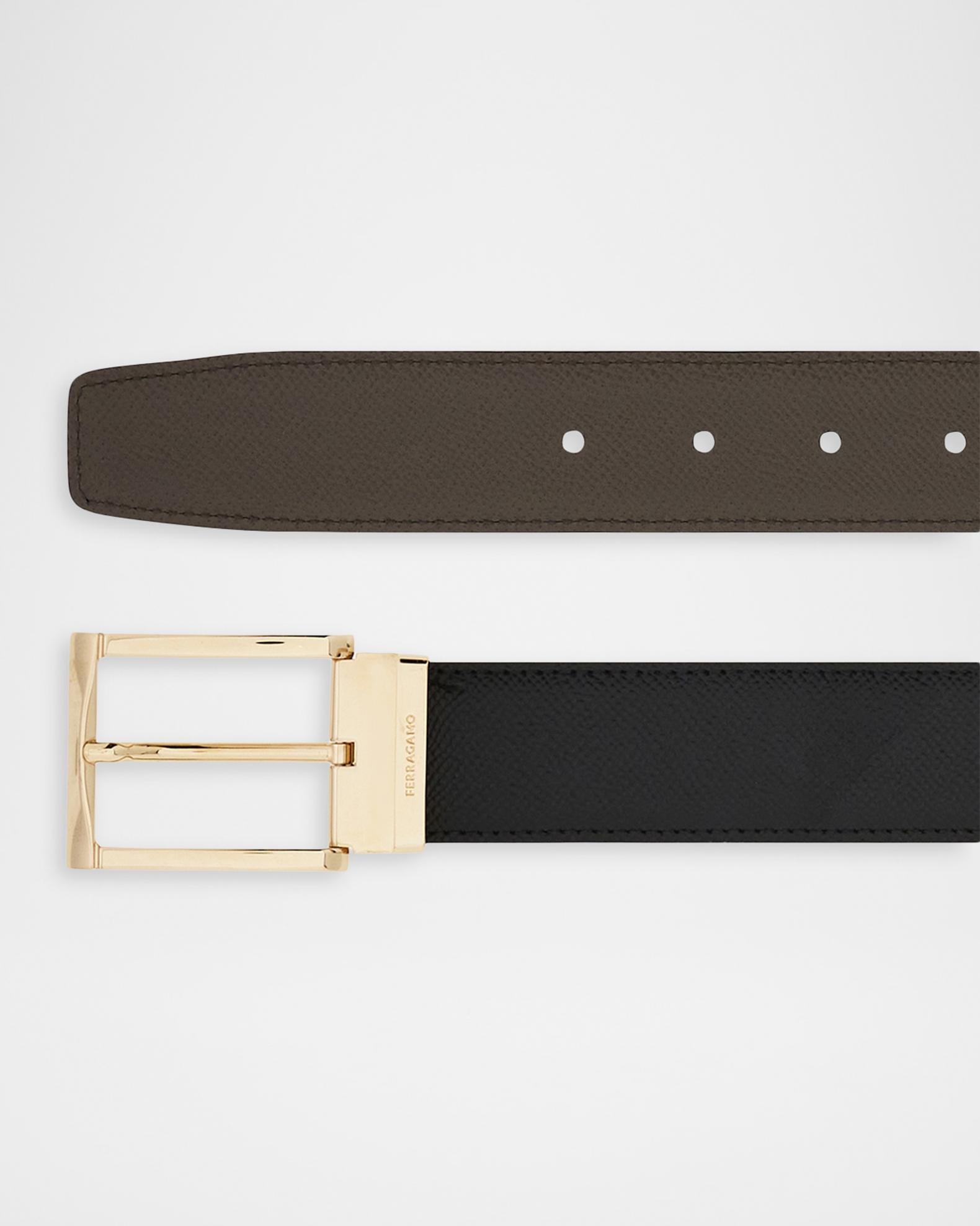 FERRAGAMO Men's Reversible Hammered Leather Rectangle-Buckle Belt