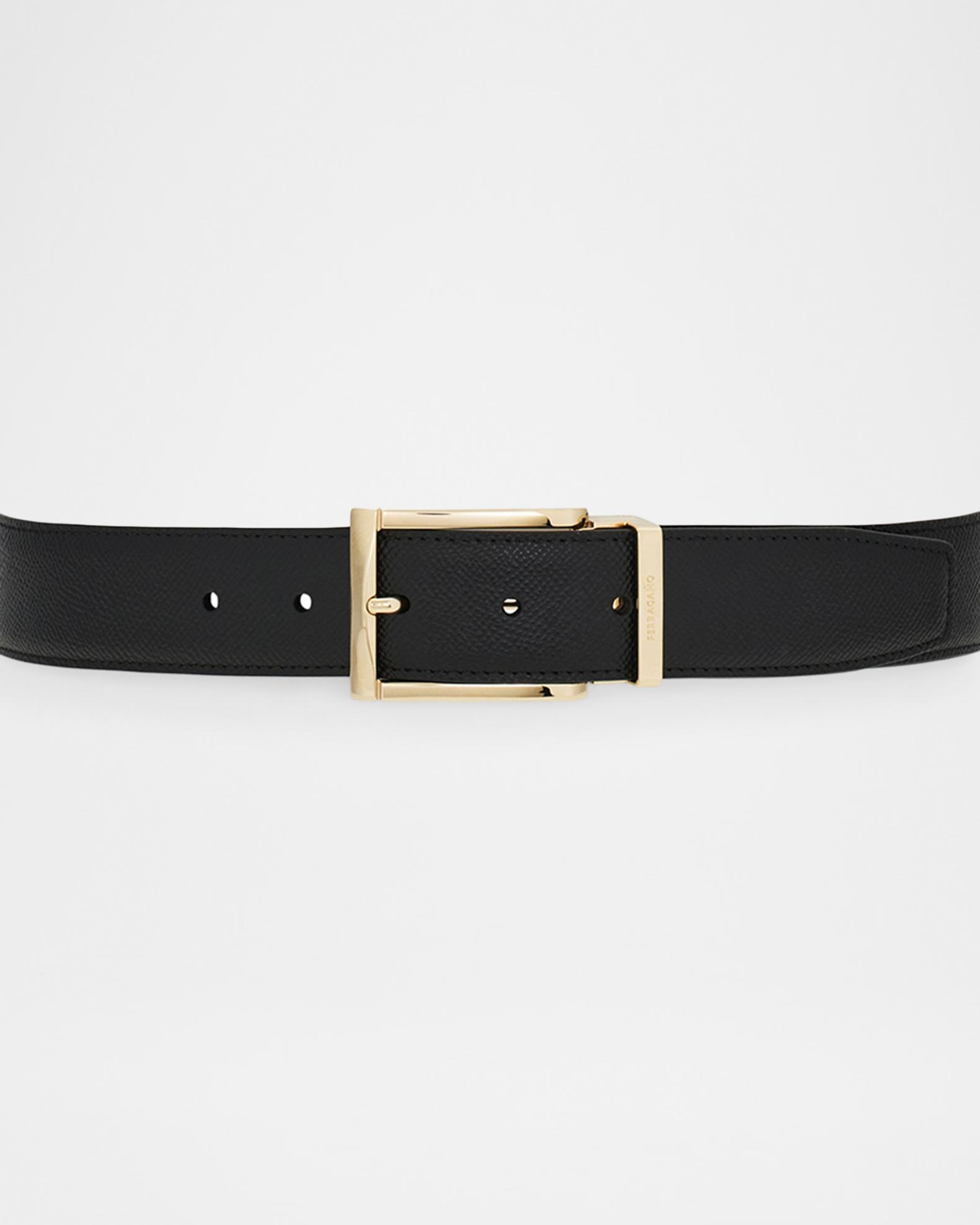FERRAGAMO Men's Reversible Hammered Leather Rectangle-Buckle Belt