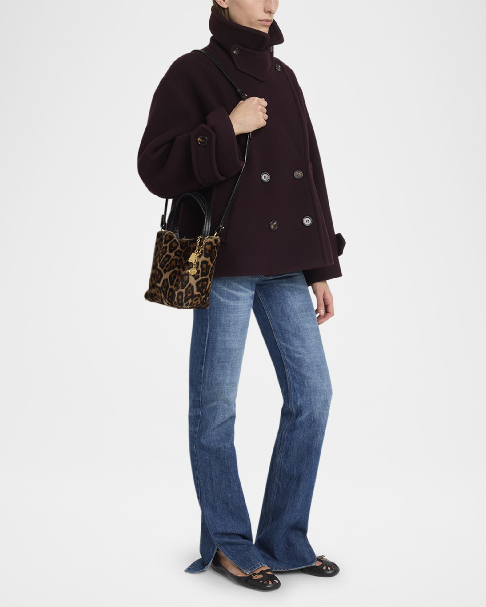 Chloe Spin Tote Bag in Leopard-Print Shearling | Neiman Marcus