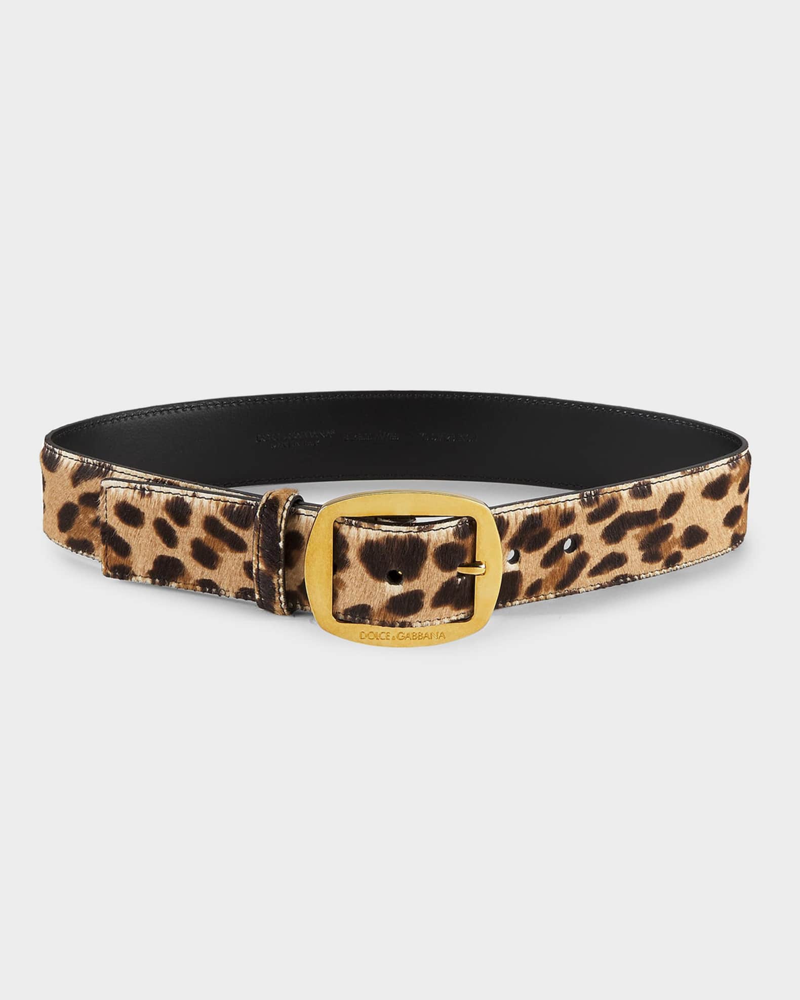 Dolce&Gabbana Leopard-Print Ponyhair Belt | Neiman Marcus