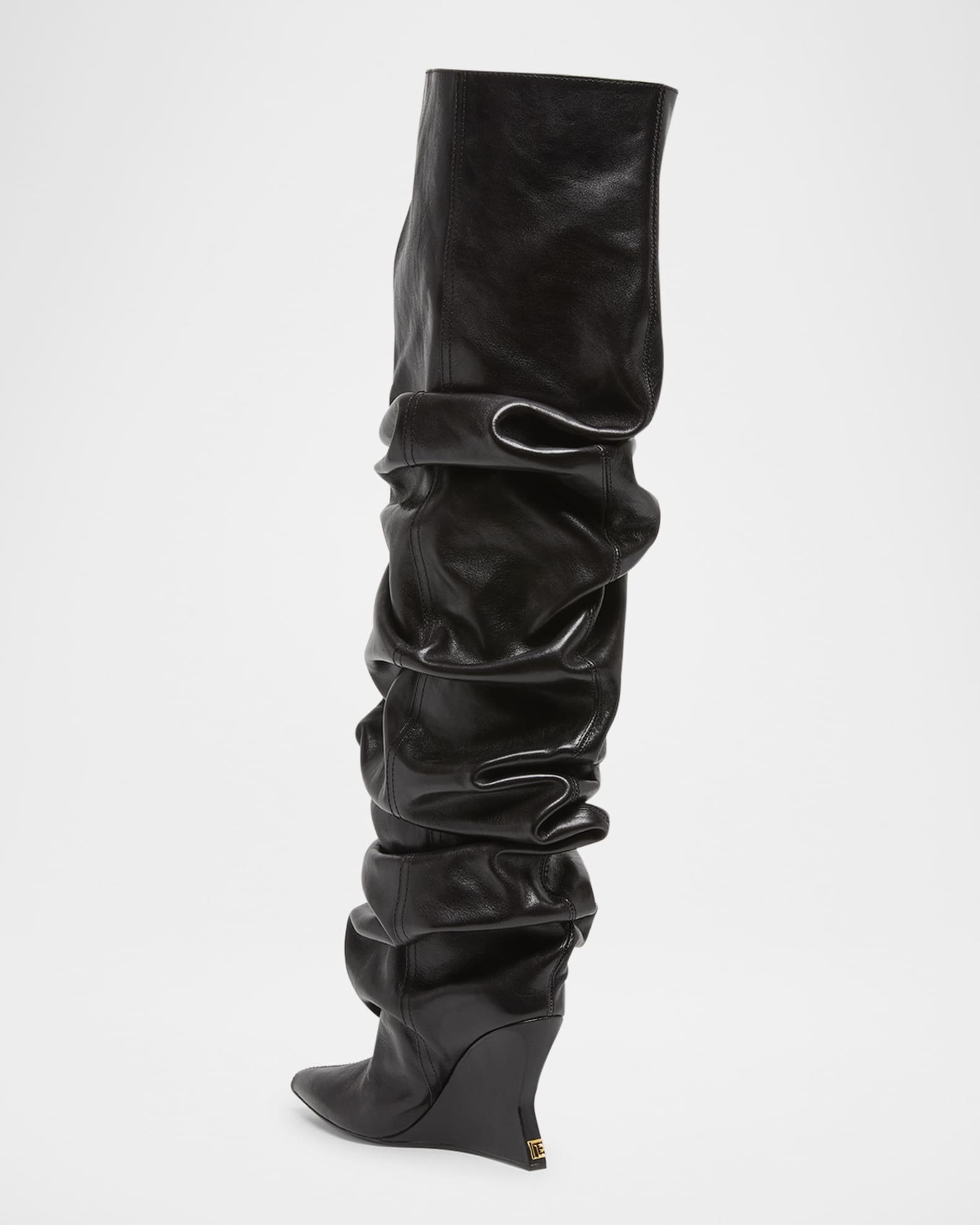 Leather Over-The-Knee Wedge Boots