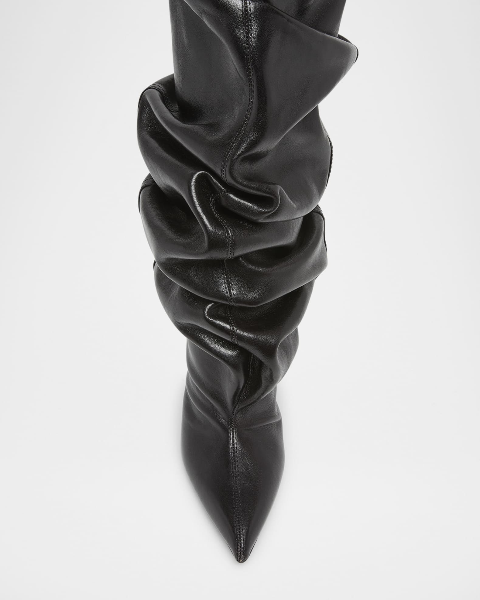 Balmain Leather Over-The-Knee Wedge Boots | Neiman Marcus