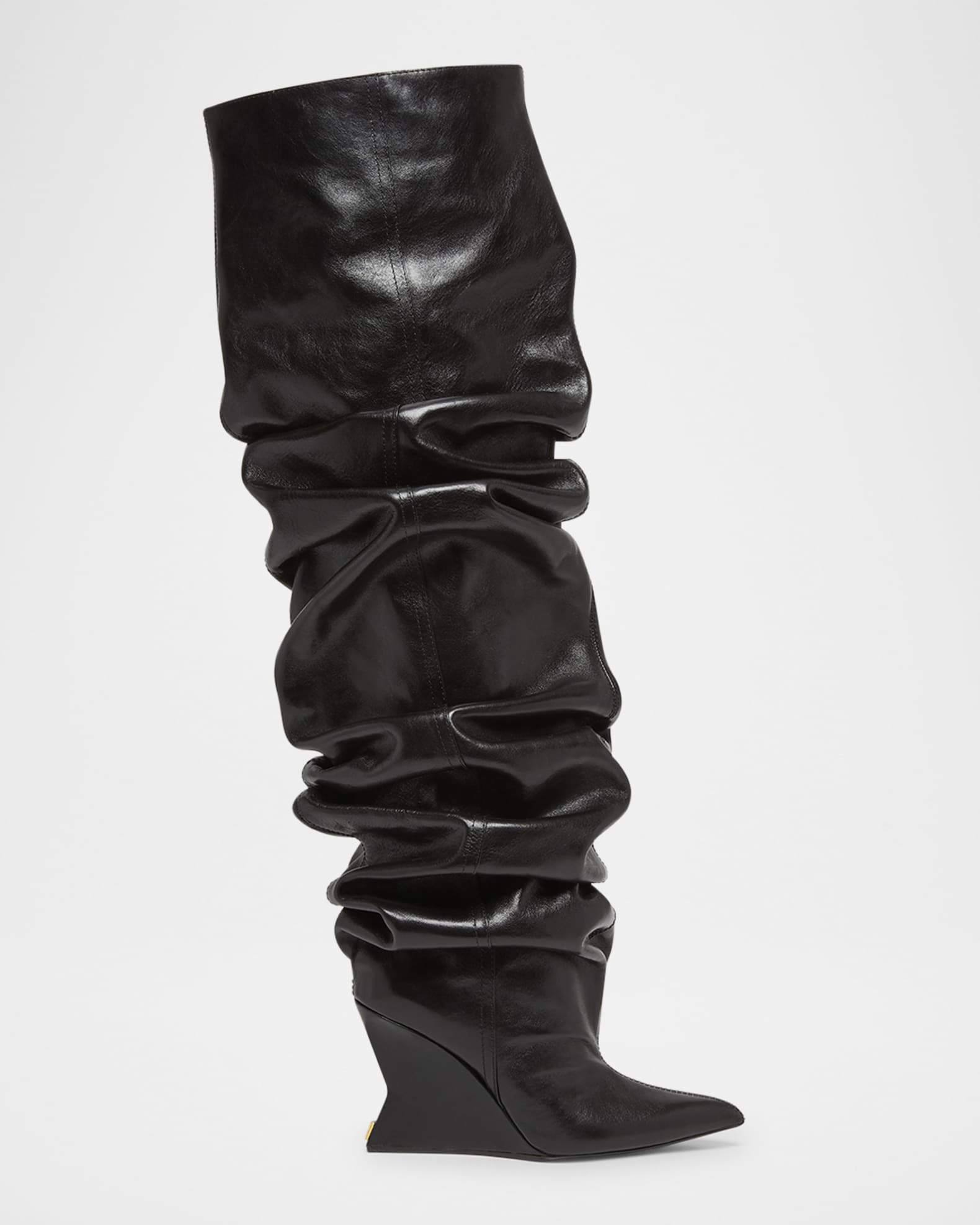 Balmain Leather Over-The-Knee Wedge Boots | Neiman Marcus