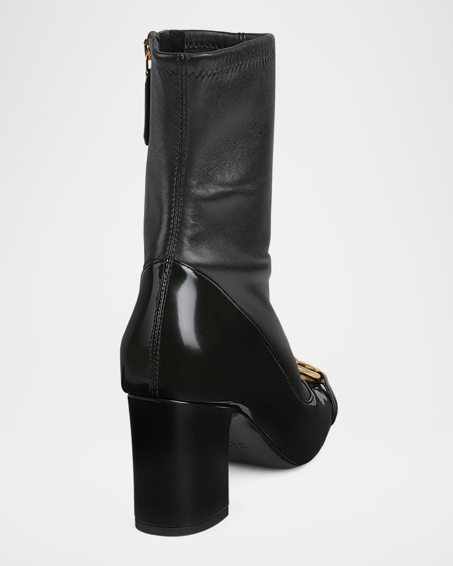 Gucci Alfa Horsebit Mixed Leather Ankle Boots | Neiman Marcus