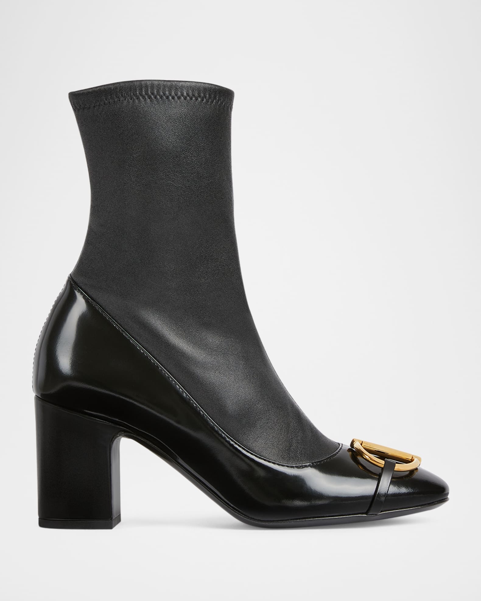 Gucci Alfa Horsebit Mixed Leather Ankle Boots | Neiman Marcus