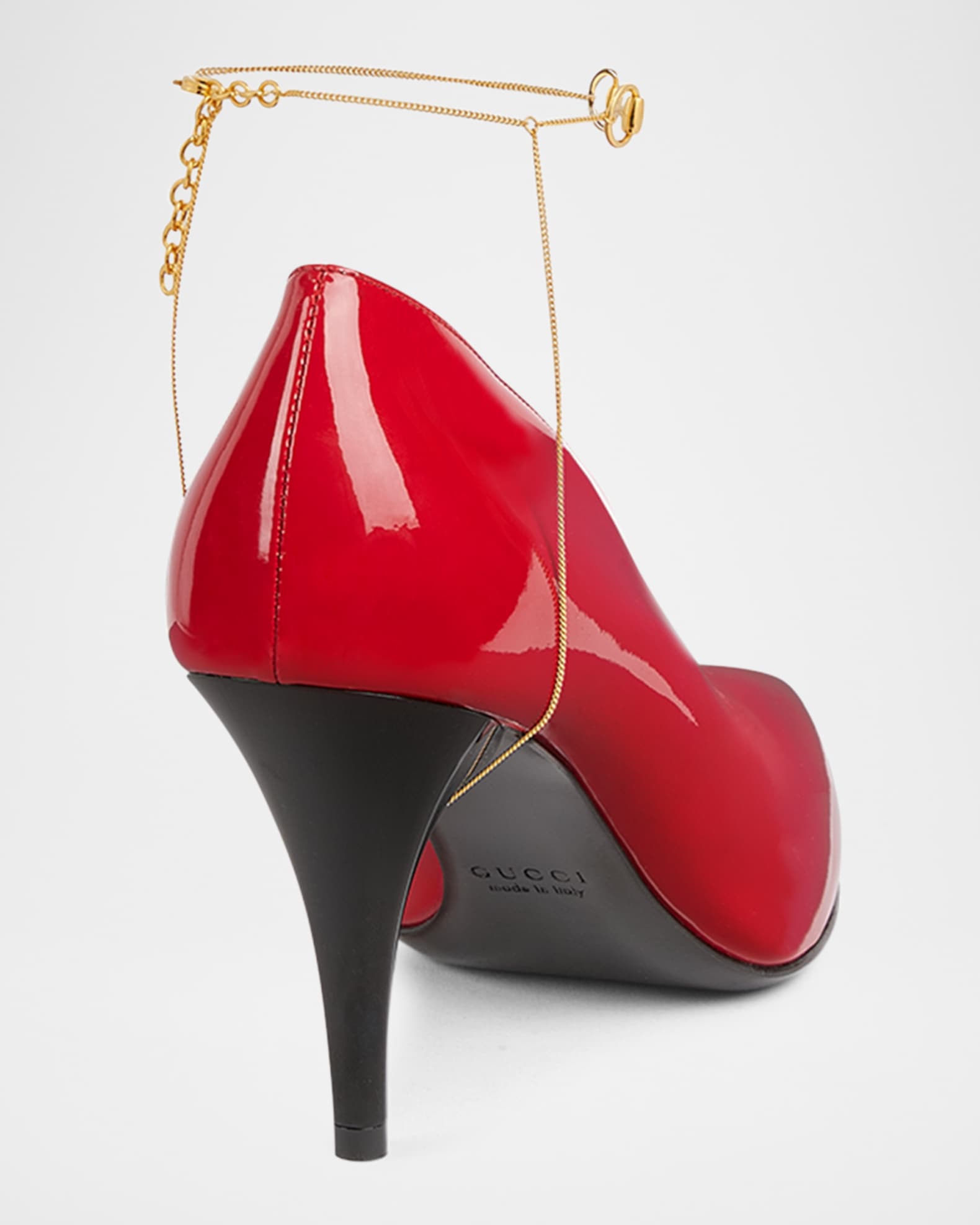 Gucci Musa Vernic Patent Leather Anklet Pumps | Neiman Marcus