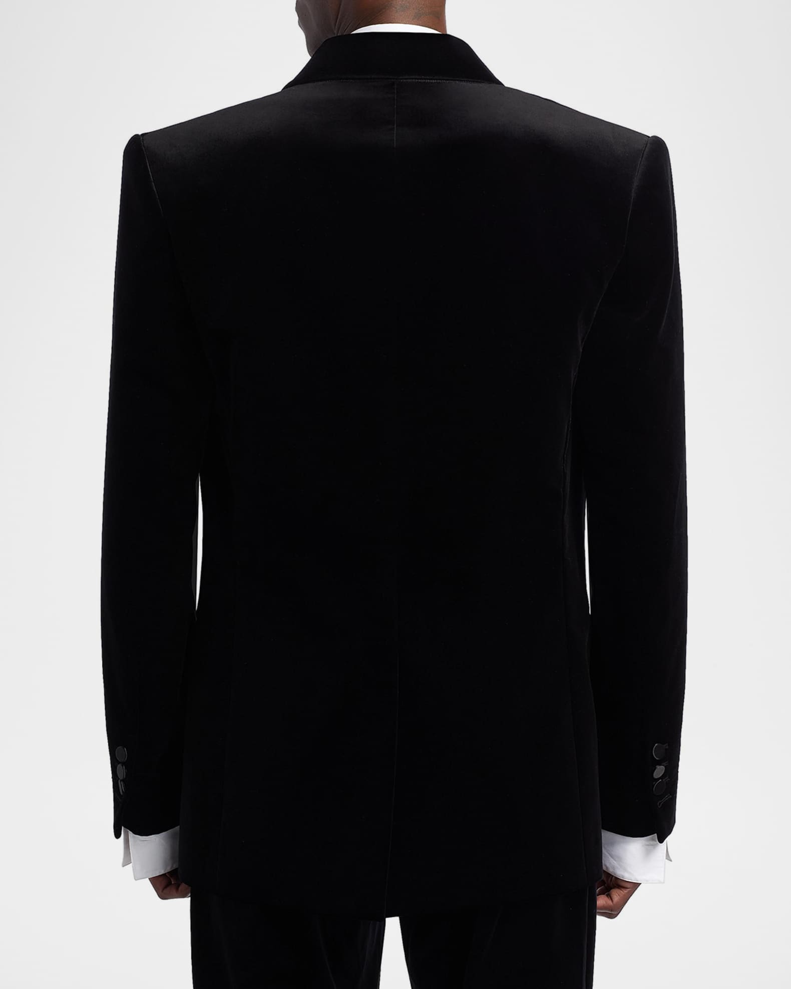 Balmain Men's Velvet Satin-Trim Double-Breasted Blazer | Neiman Marcus