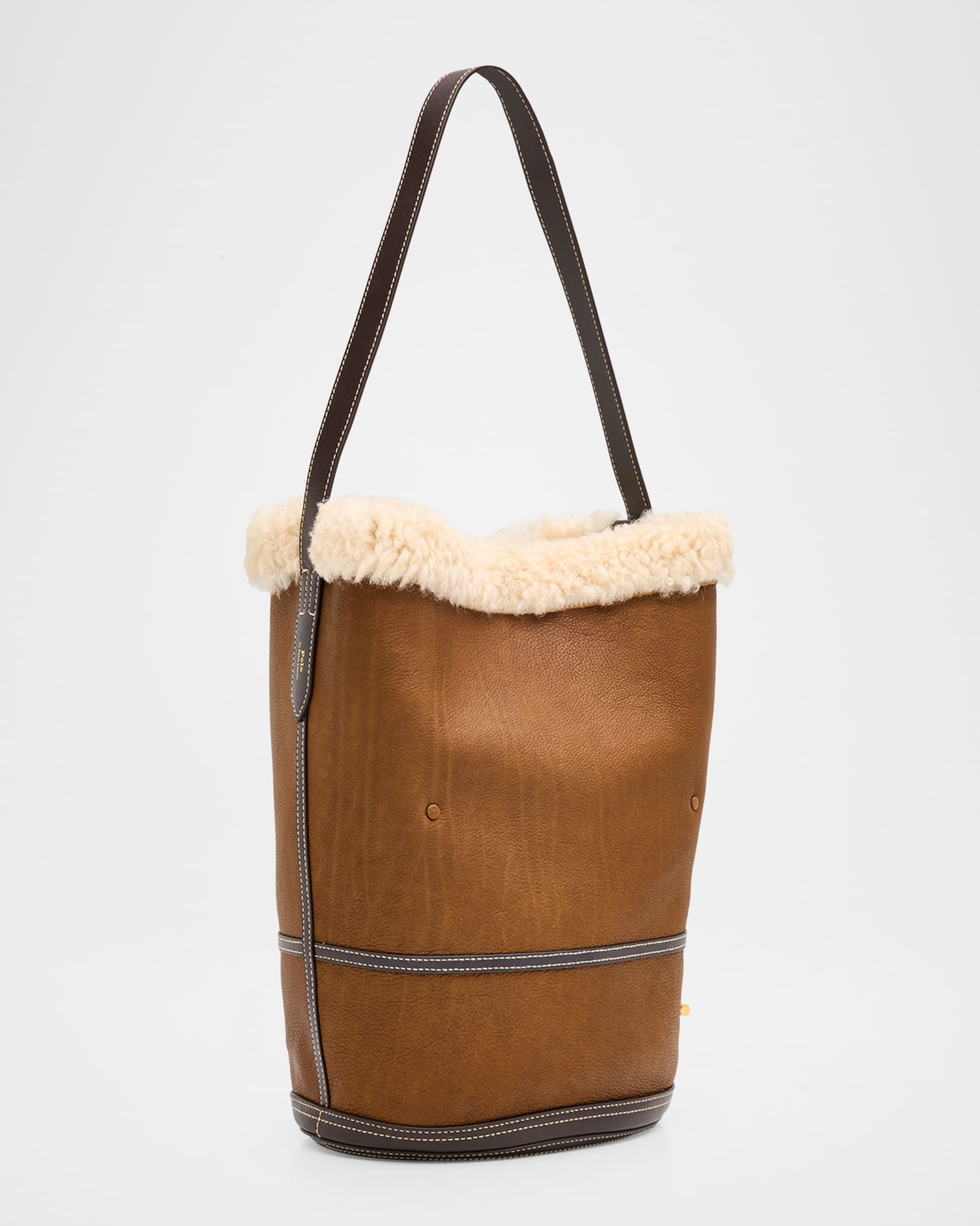 Polo Ralph Lauren Bellport Shearling Sling Bucket bag | Neiman Marcus
