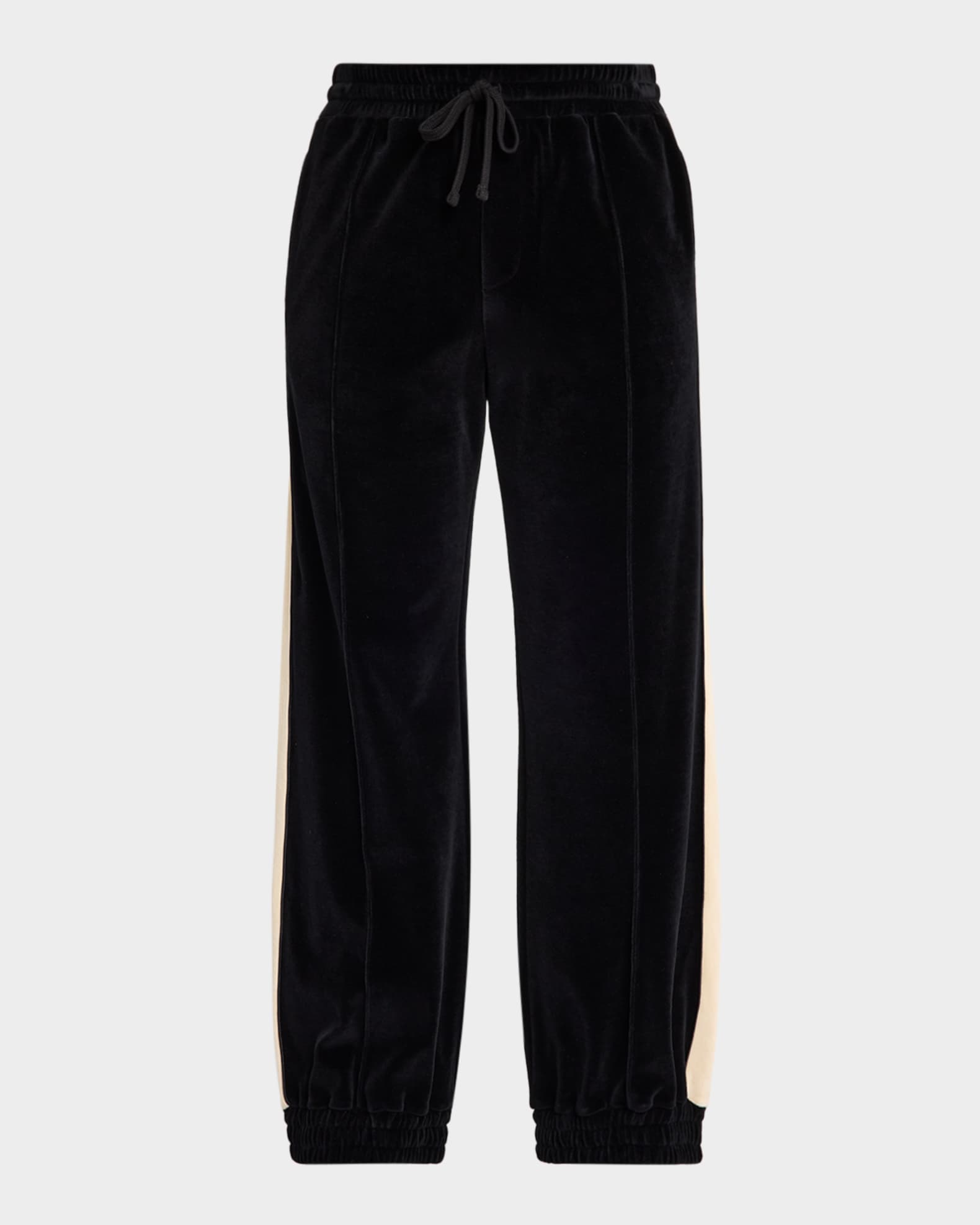 Valentino Garavani Men's Velvet Pintuck Stripe Sweatpants | Neiman
