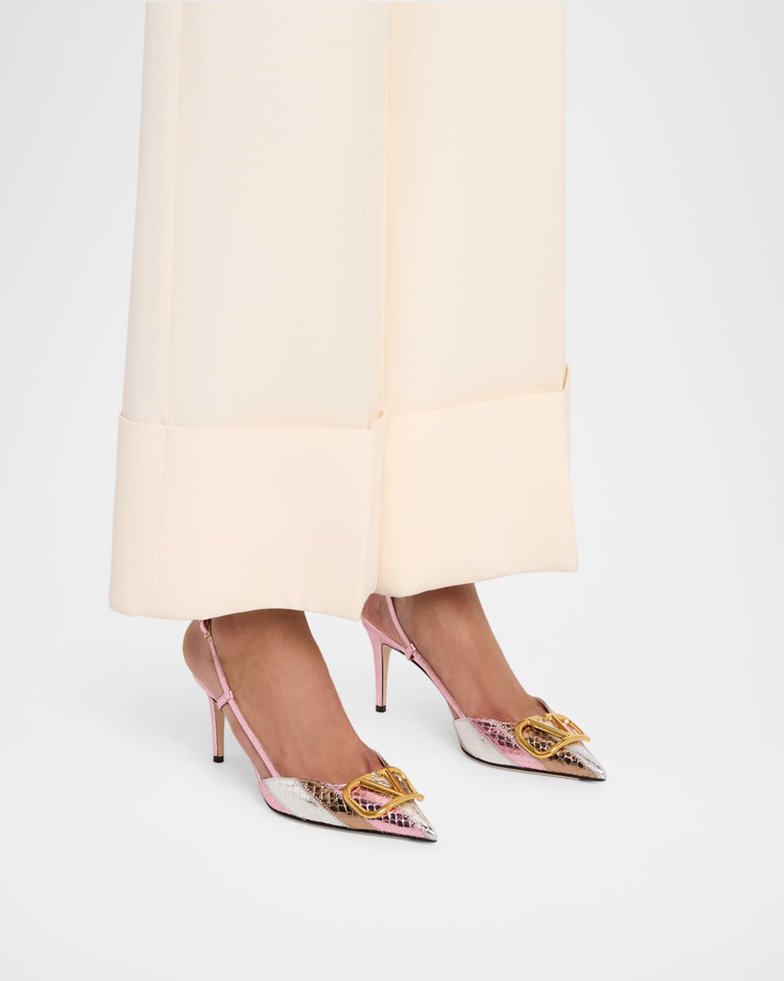 Valentino Garavani 80mm VLogo Signature Metallic Snakeskin