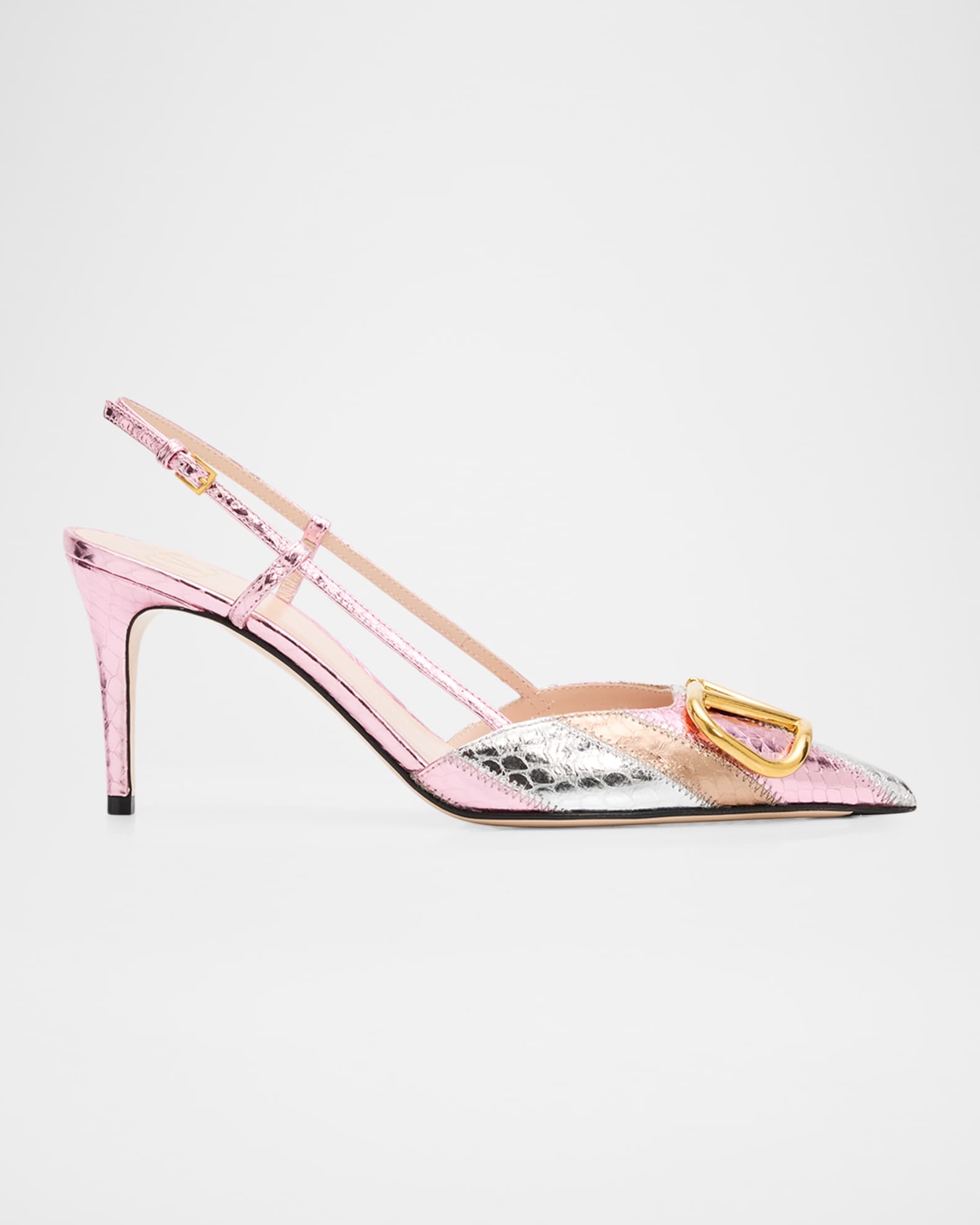 Valentino Garavani 80mm VLogo Signature Metallic Snakeskin