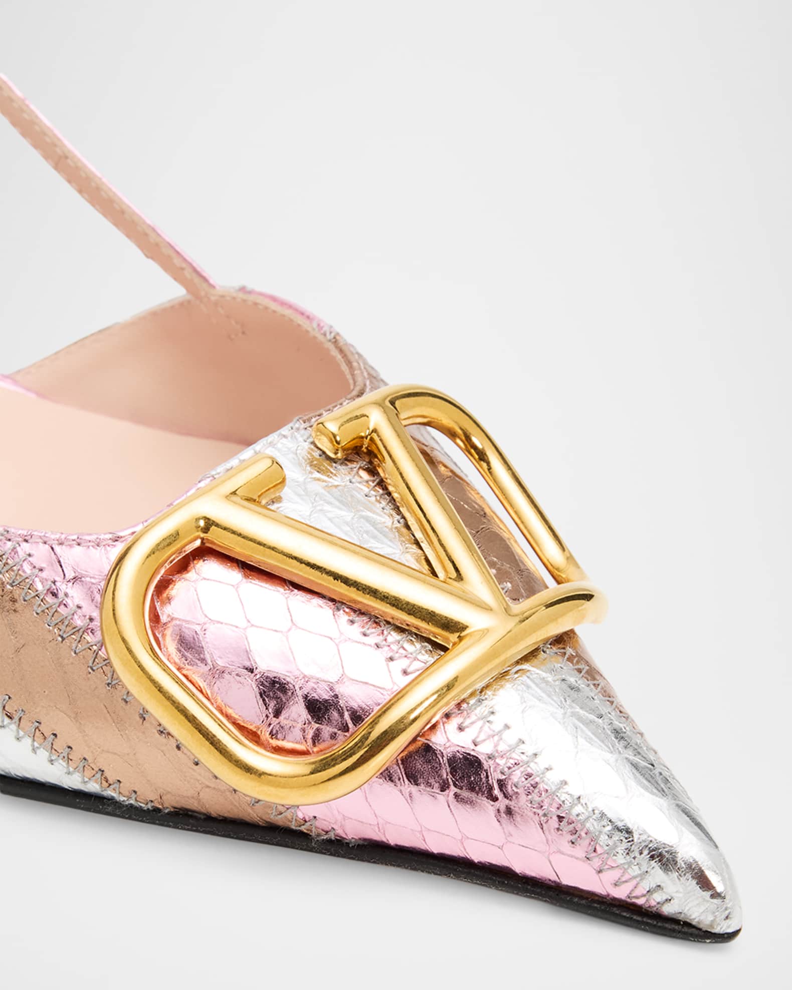 Valentino Garavani 80mm VLogo Signature Metallic Snakeskin