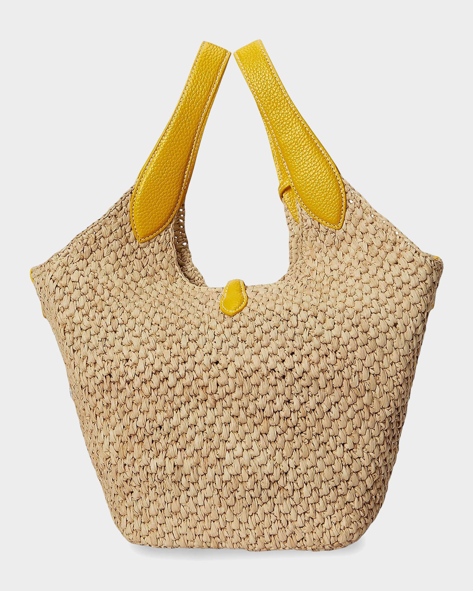 Polo Ralph Lauren Polo Play Leather-Trim Raffia Tote Bag | Neiman