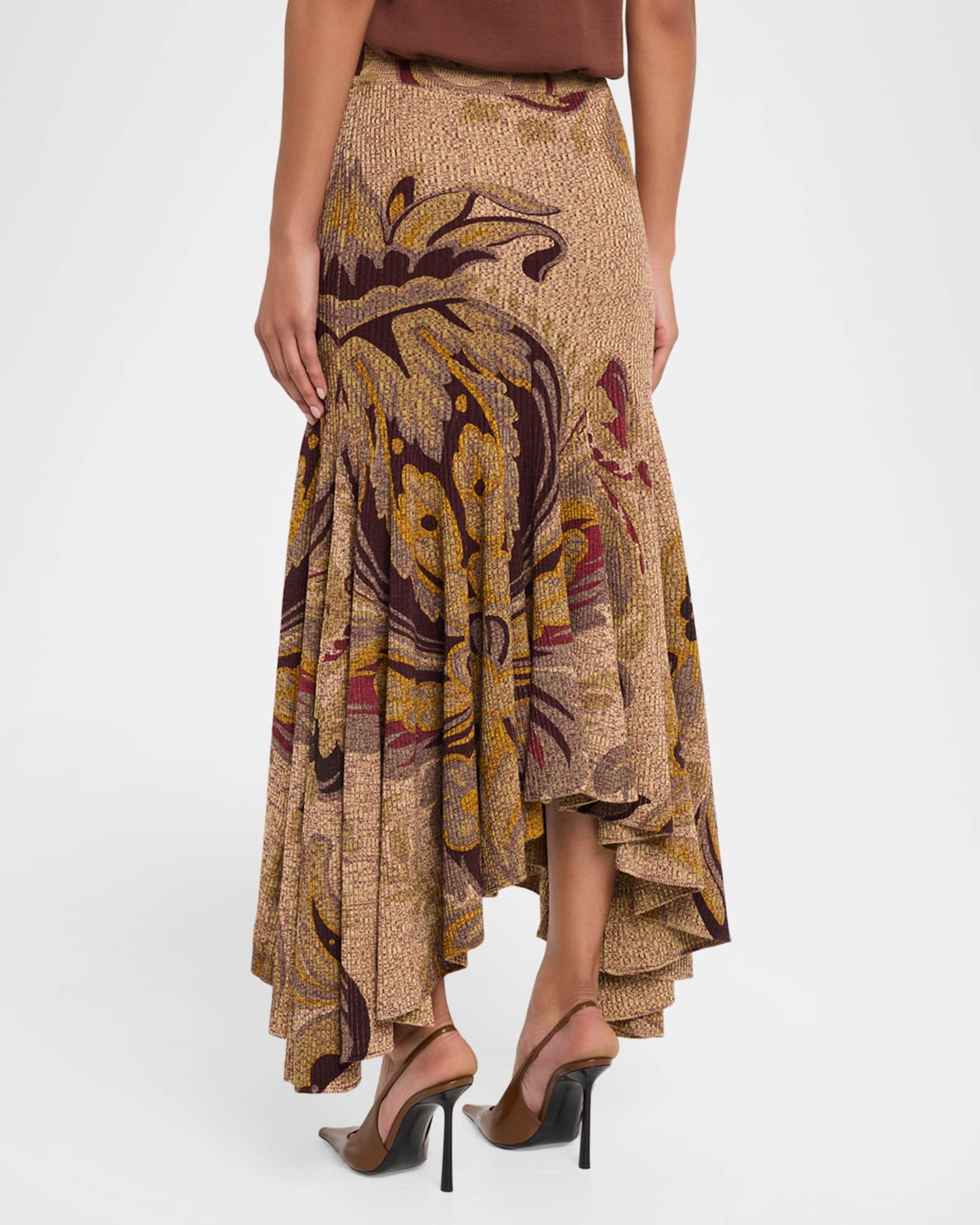 Etro Floral-Print Rib Knit Maxi Mermaid Skirt | Neiman Marcus