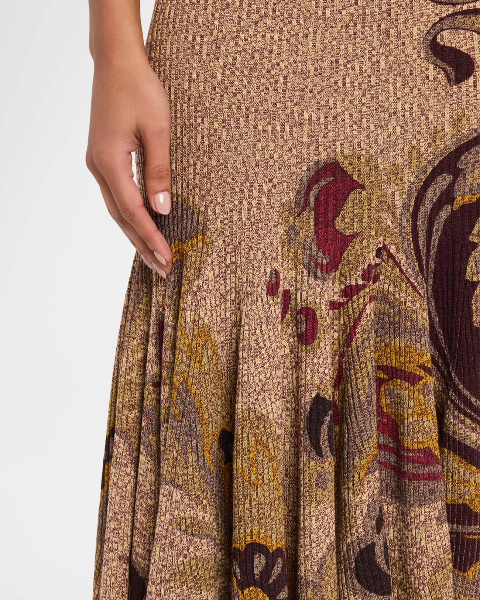 Etro Floral-Print Rib Knit Maxi Mermaid Skirt | Neiman Marcus