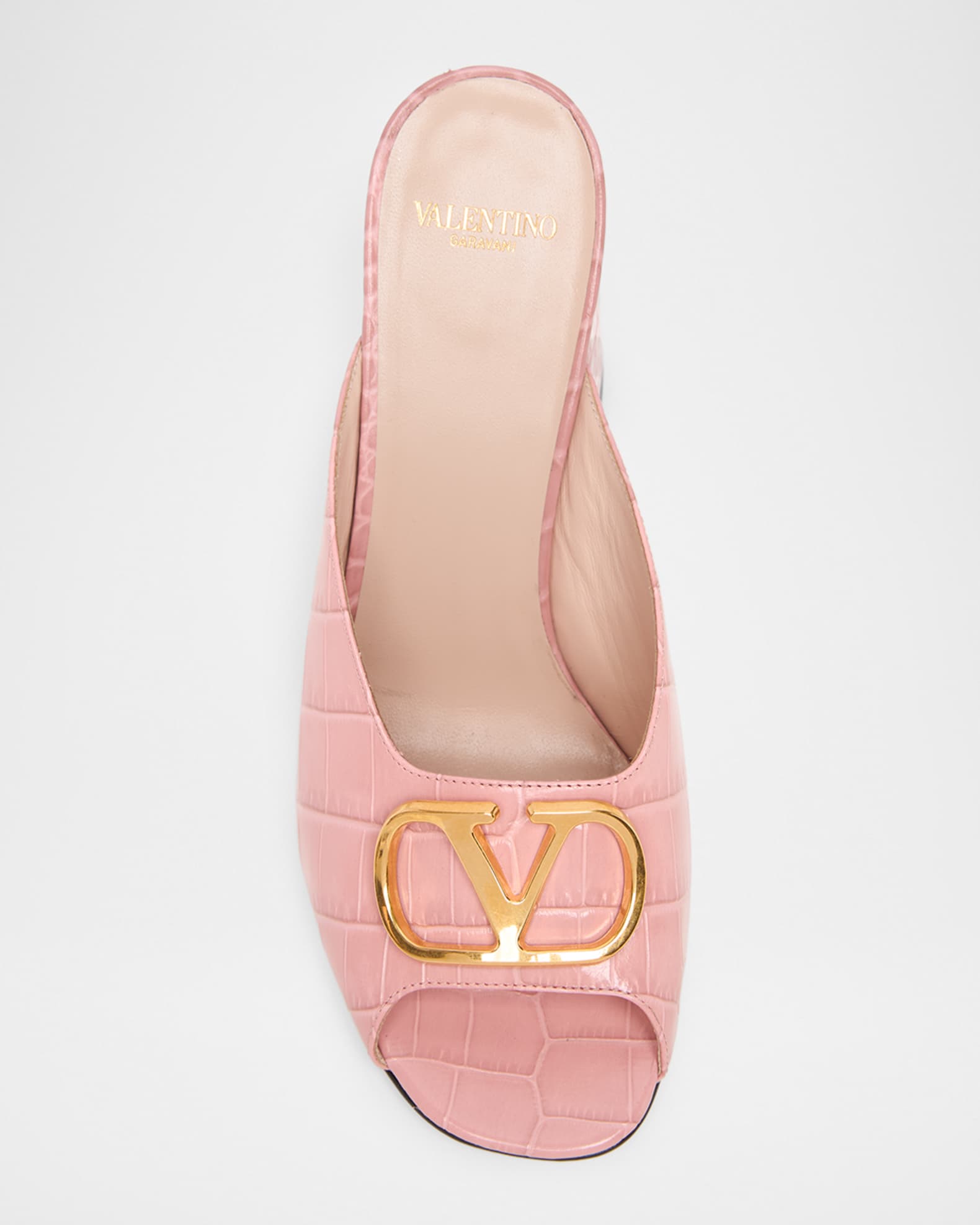 Valentino Garavani 95mm VLogo Signature Croc-Embossed Leather