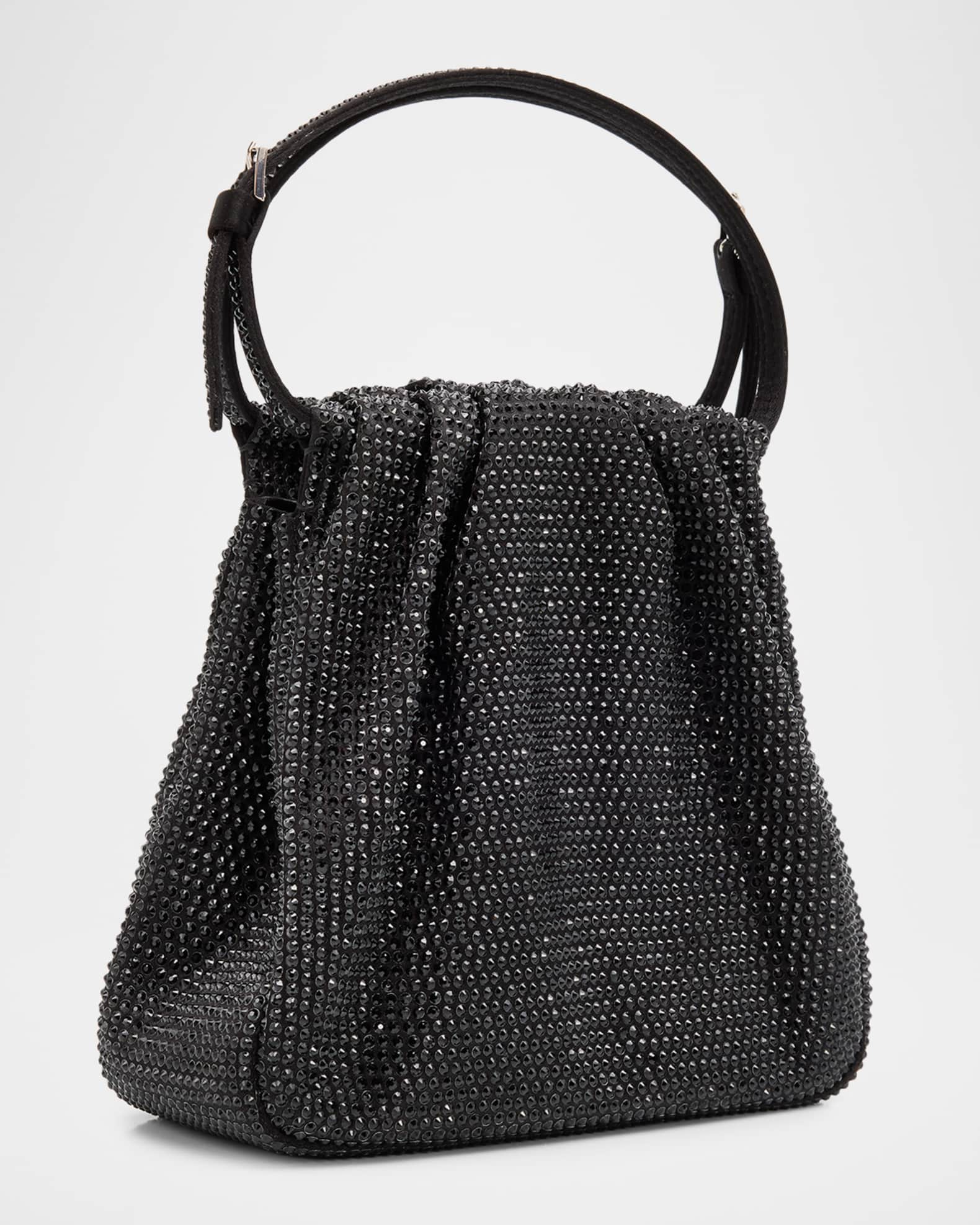 Amina Muaddi Vittoria Pleated Crystal Satin Top-Handle Bag