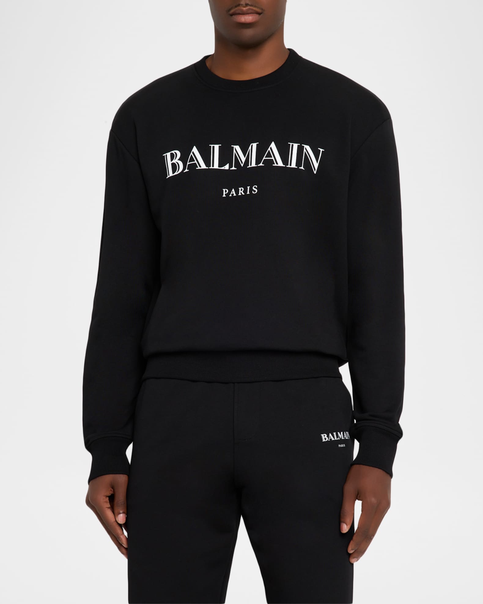 Balmain Men's Cotton Vintage Logo Crewneck Sweater | Neiman Marcus