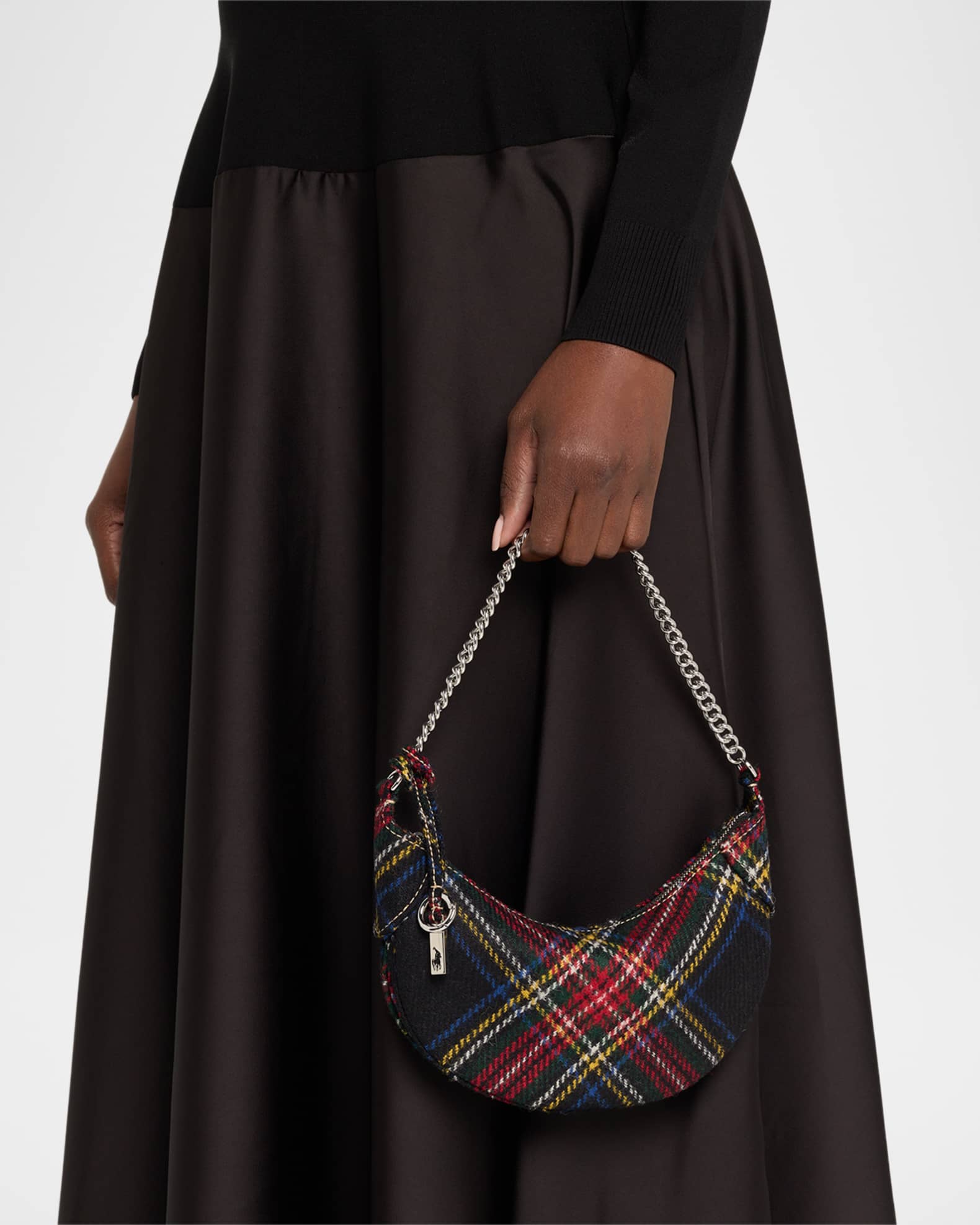 Polo Ralph Lauren Polo ID Tartan Wool Mini Chain Bag | Neiman Marcus