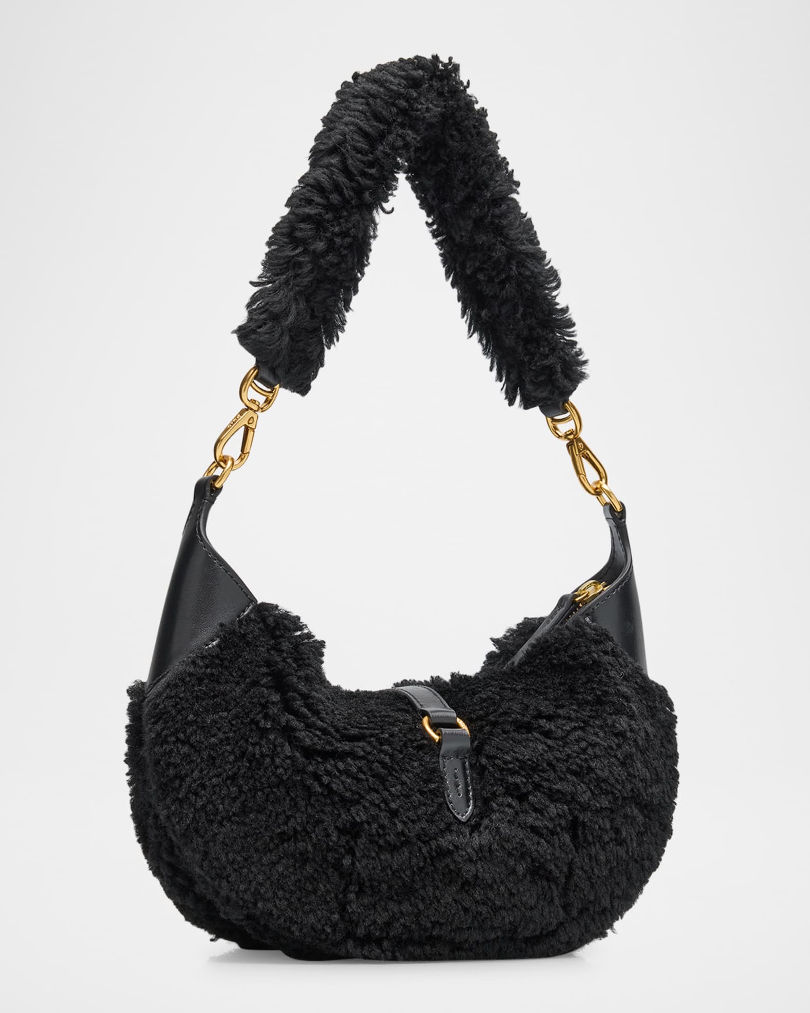 Polo Ralph Lauren Polo ID Shearling Mini Shoulder Bag | Neiman Marcus