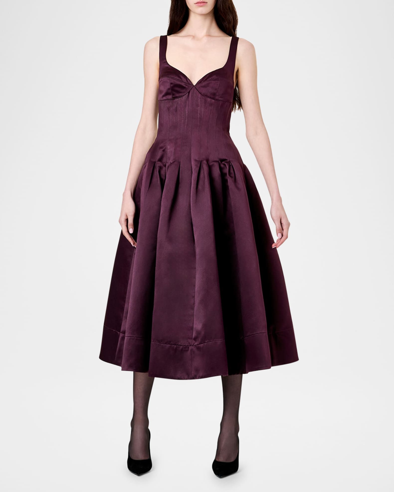 fitted lace wedding dress SUMMER NIGHTS CORSET MIDI DRESS LIGHT PURPLE – AKIRA main image 0